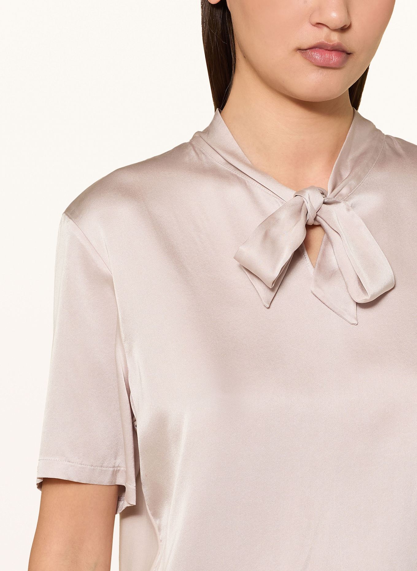 MARC CAIN Schluppenbluse im Materialmix: 702 light desert taupe