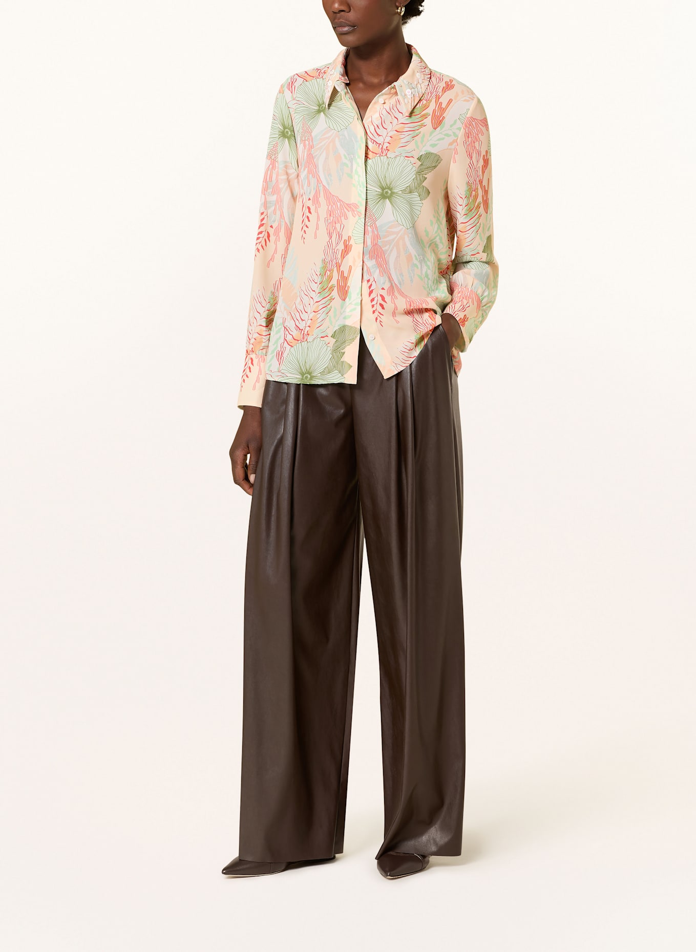 MARC CAIN Hemdbluse mit Pailletten: 112 bright ecru