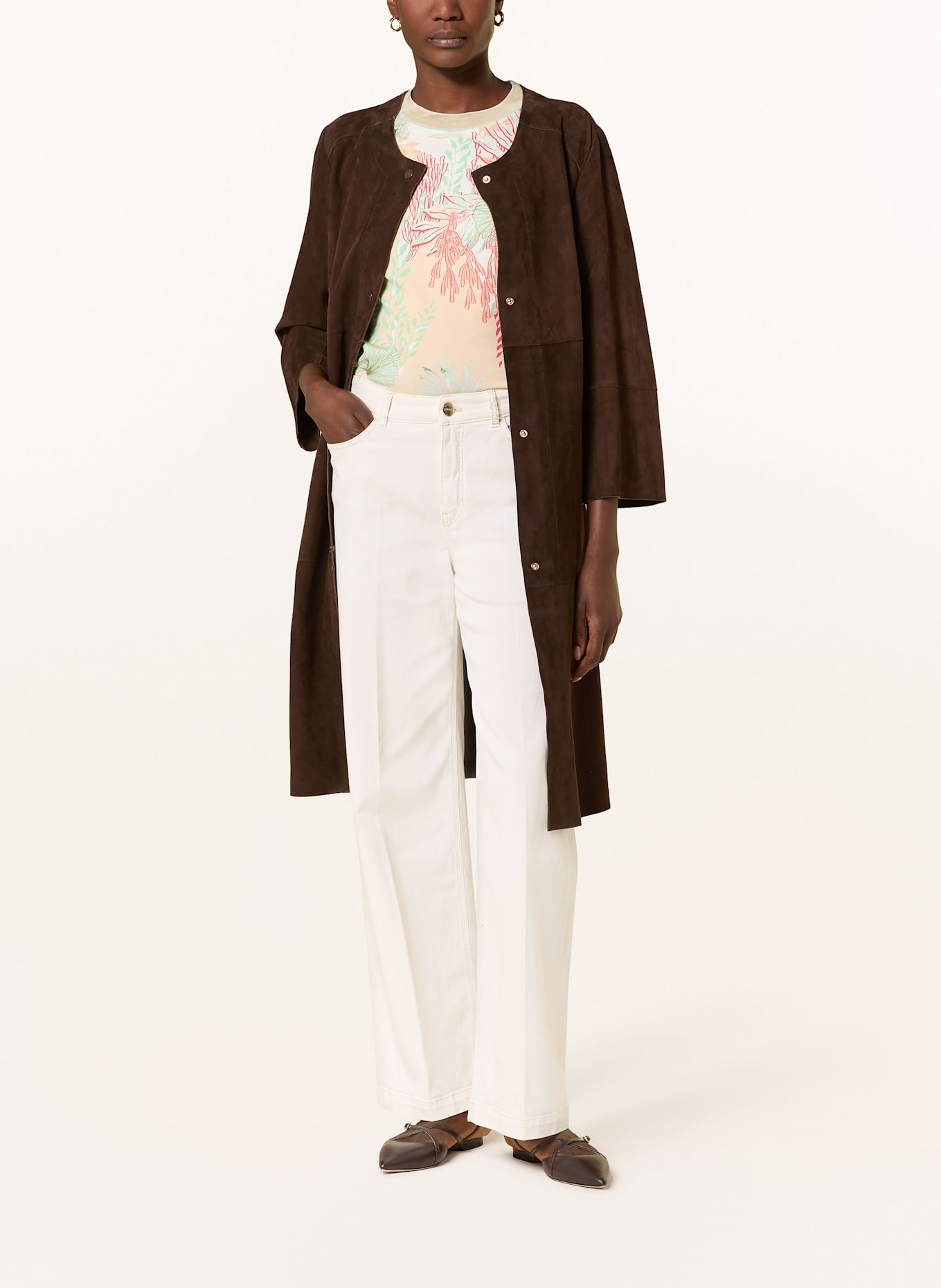 MARC CAIN Wide Leg Jeans WIGAN mit Pailletten: 112 bright ecru