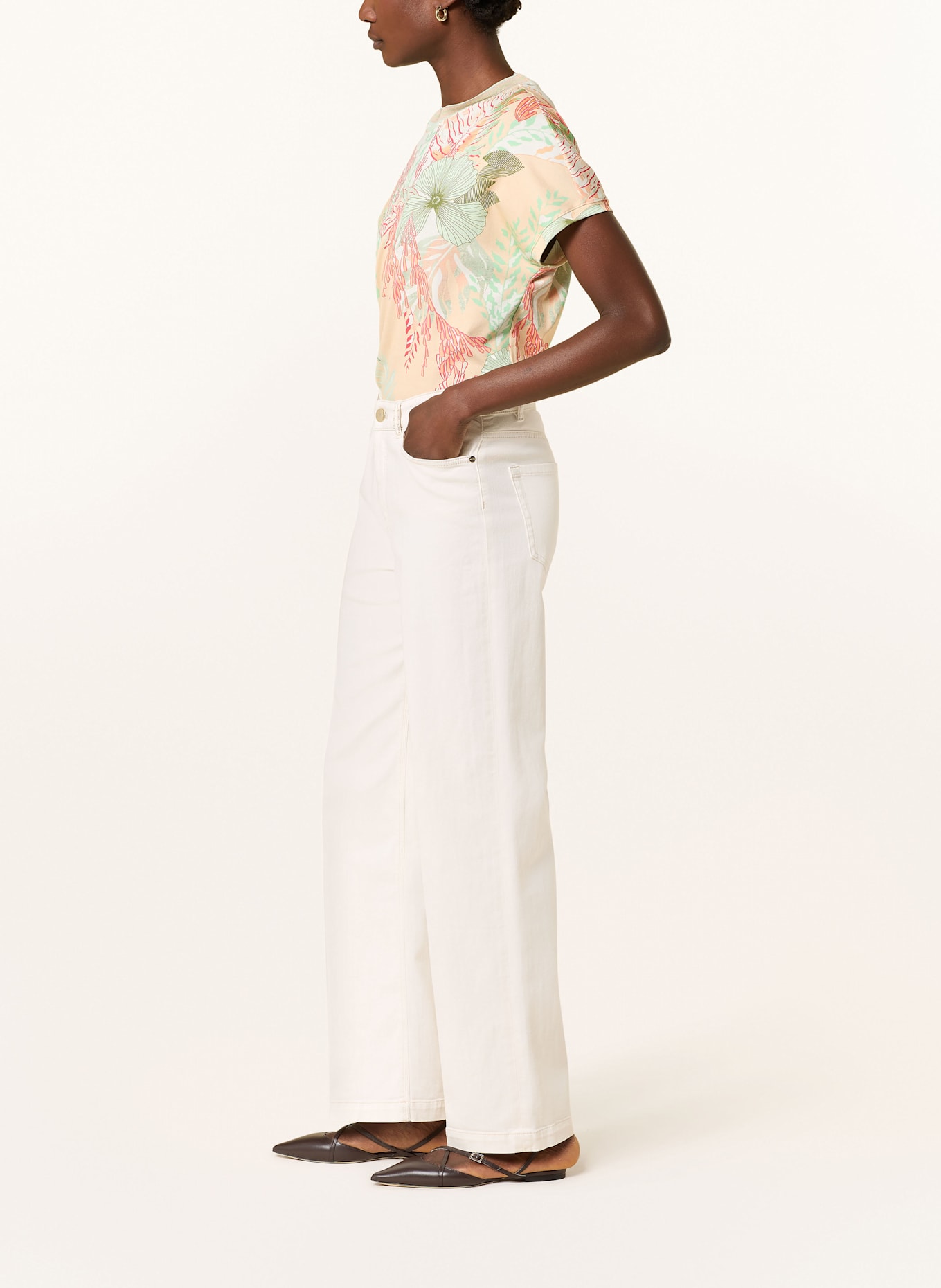 MARC CAIN Wide Leg Jeans WIGAN mit Pailletten: 112 bright ecru