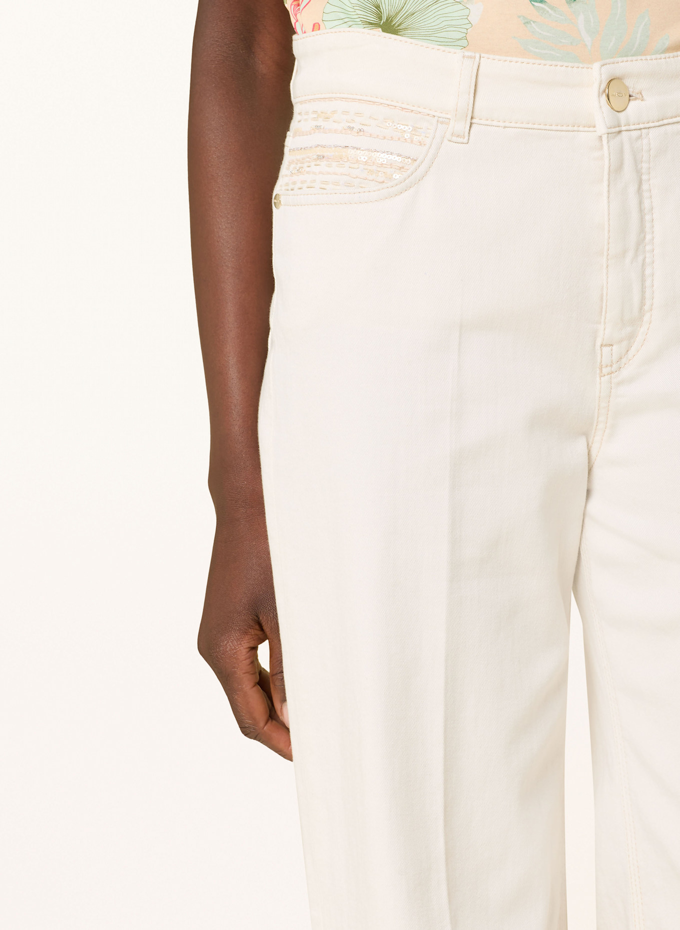 MARC CAIN Wide Leg Jeans WIGAN mit Pailletten: 112 bright ecru