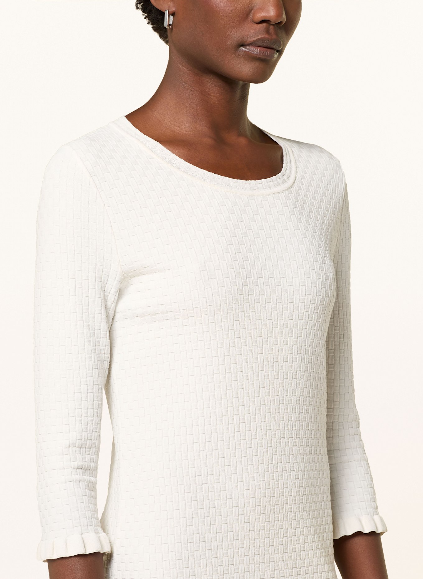 MARC CAIN Etuikleid mit Rüschen: 112 bright ecru