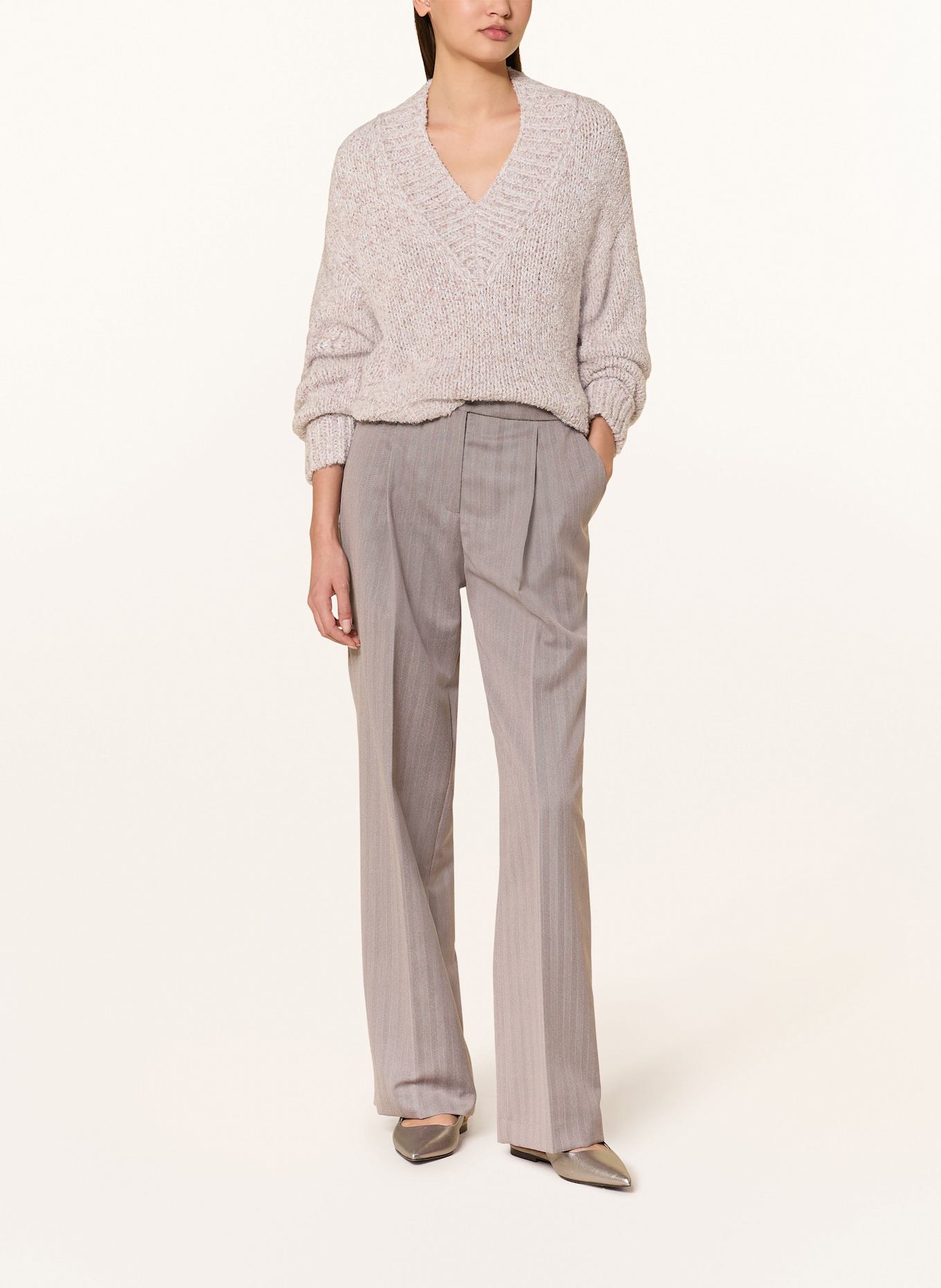 MARC CAIN Pullover mit Glitzergarn: 702 light desert taupe