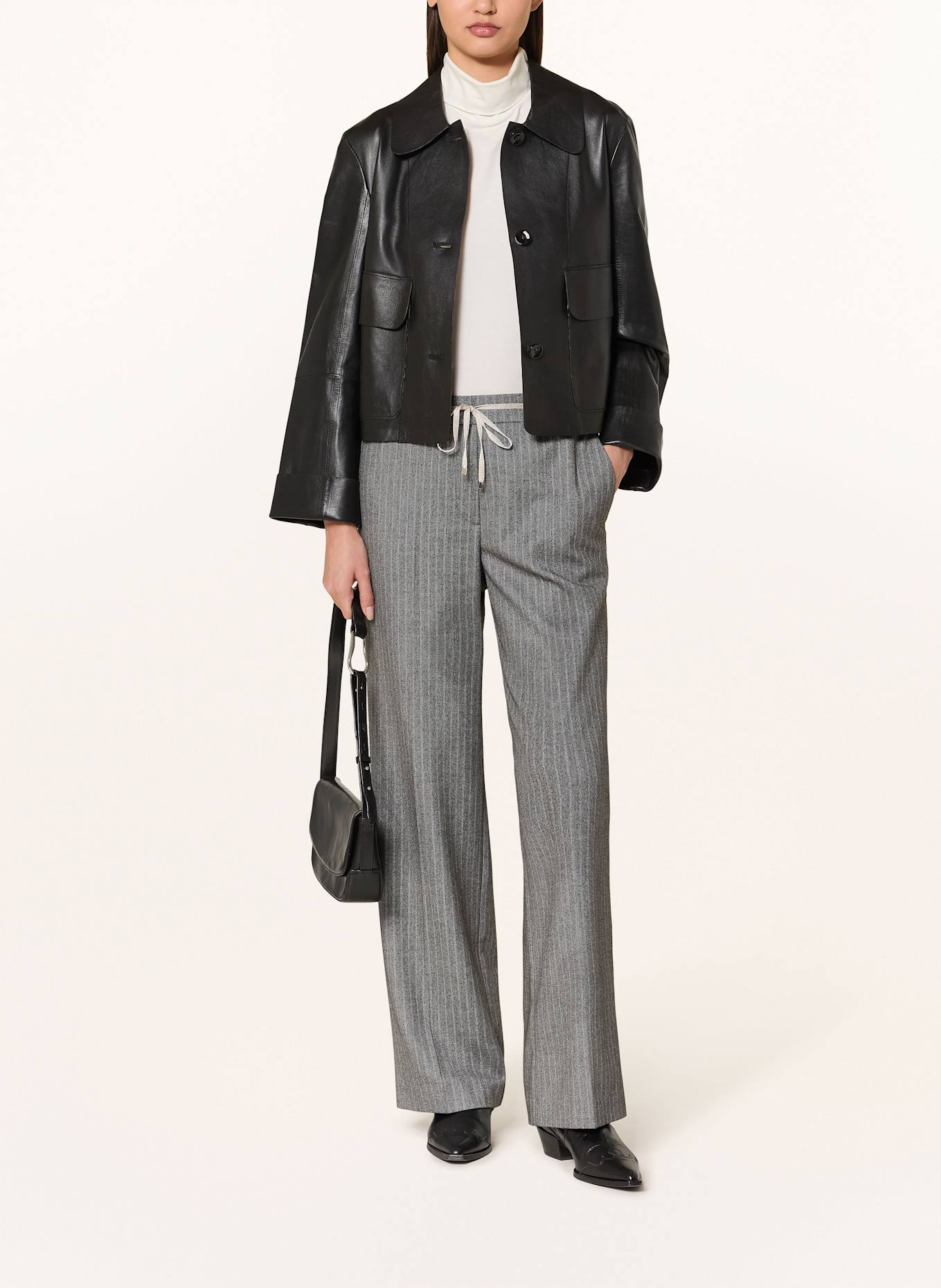 MARC CAIN Marlenehose WASHINGTON mit Glitzergarn: 842 flannel