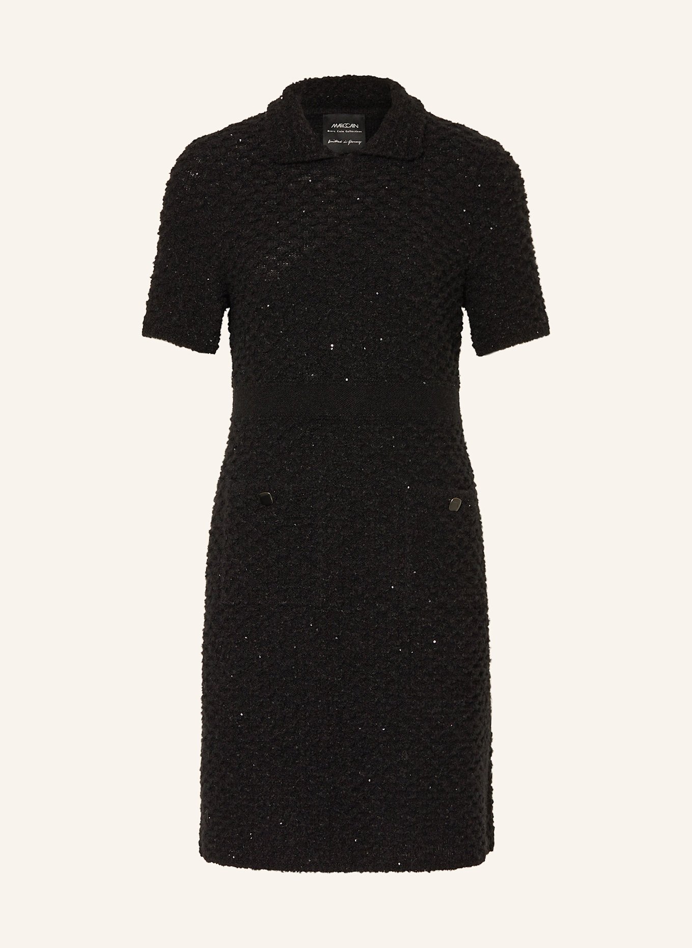 MARC CAIN Strickkleid mit Pailletten: 900 BLACK
