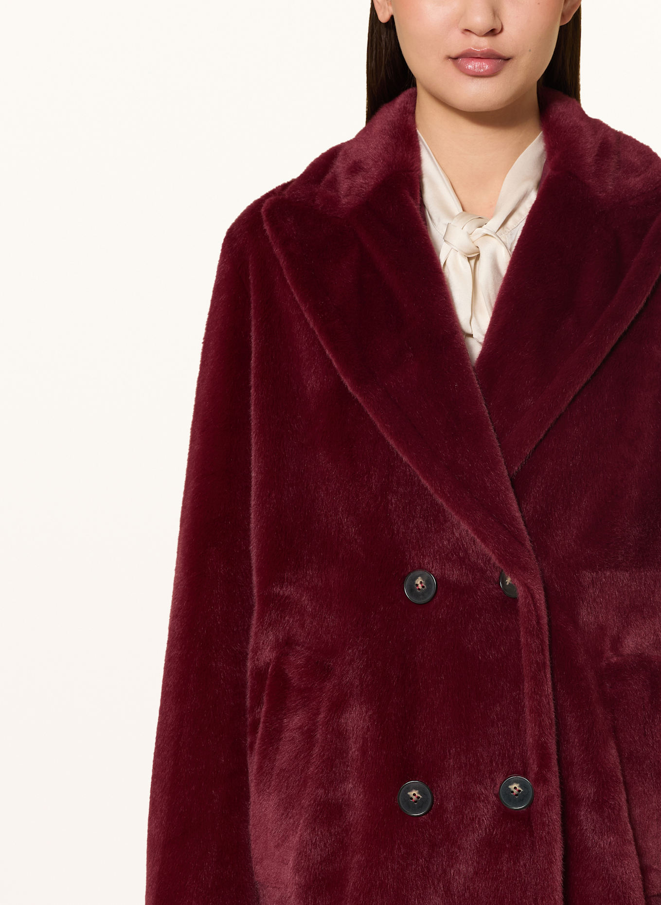 MARC CAIN Kunstfell-Mantel: 294 bright maroon