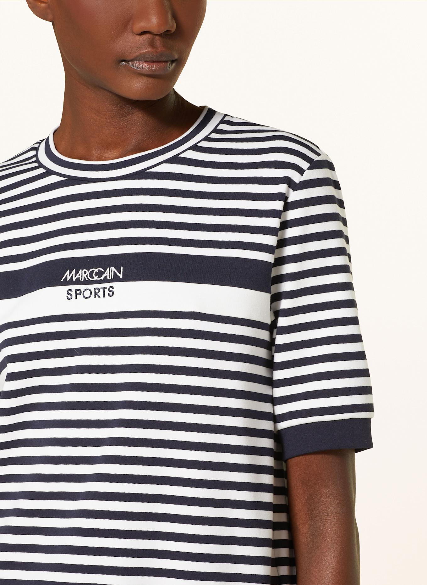 MARC CAIN T-Shirt: DUNKELBLAU / WEISS