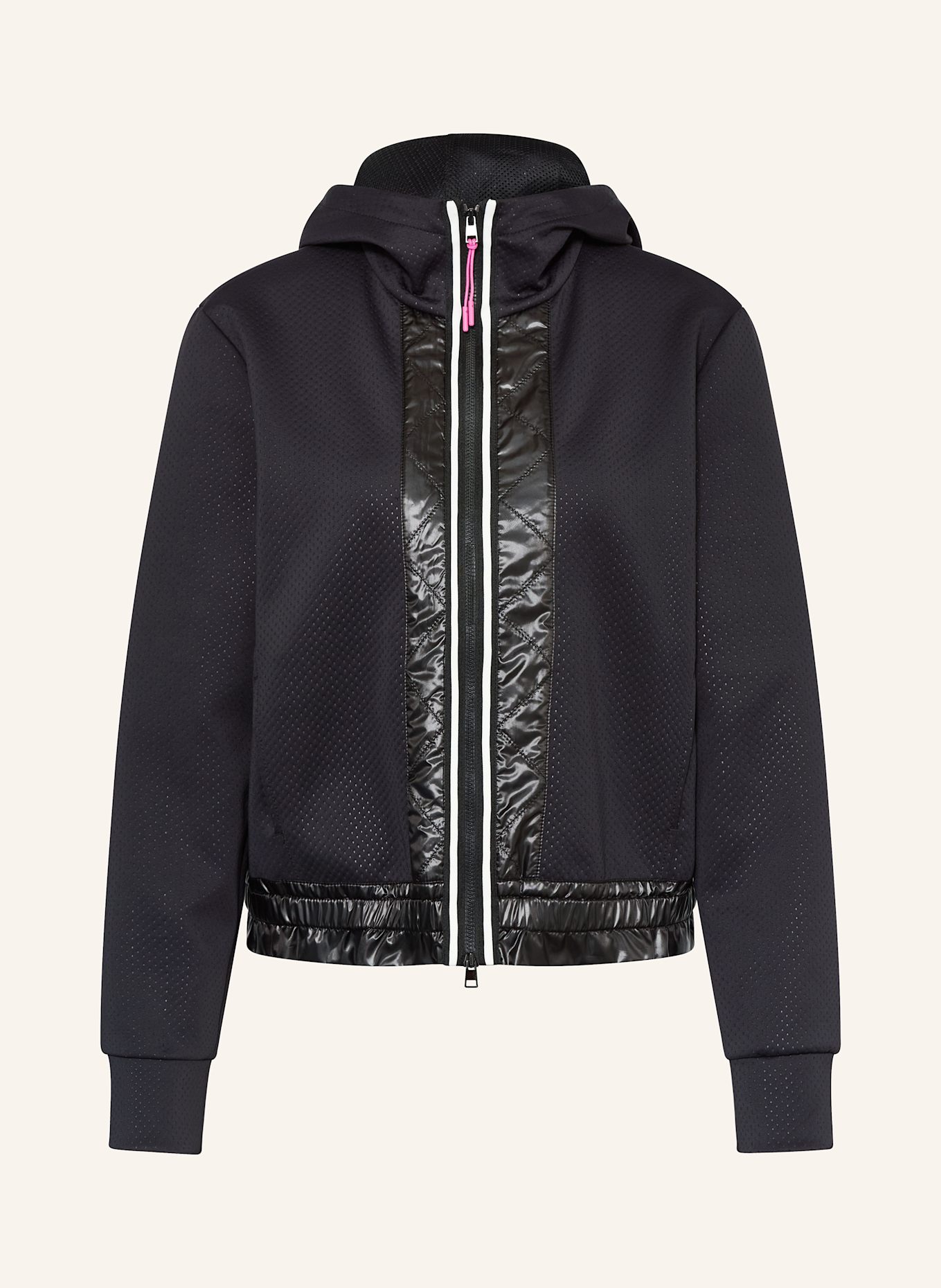 MARC CAIN Sweatjacke im Materialmix: SCHWARZ