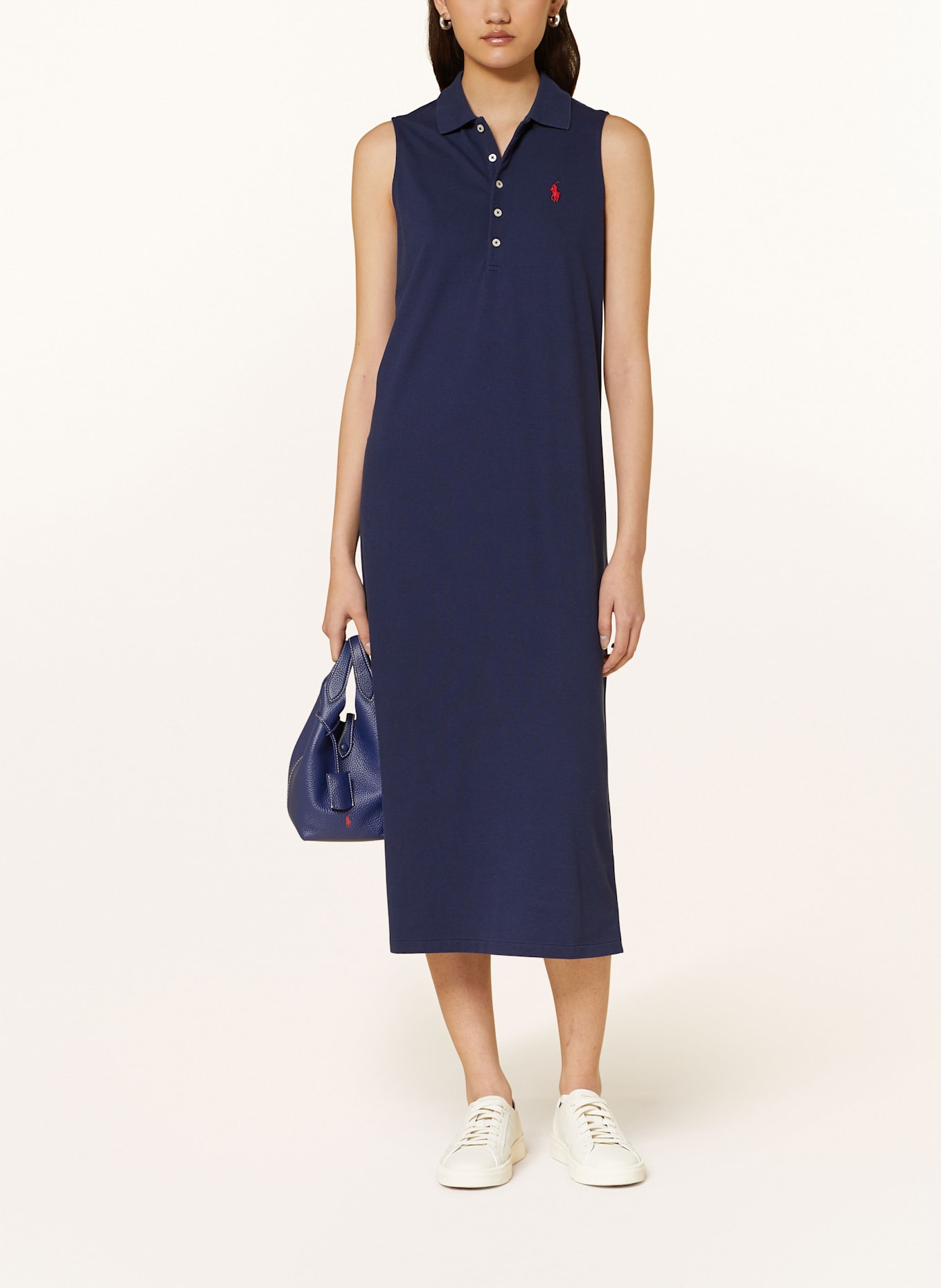 POLO RALPH LAUREN Piqué-Polokleid: DUNKELBLAU