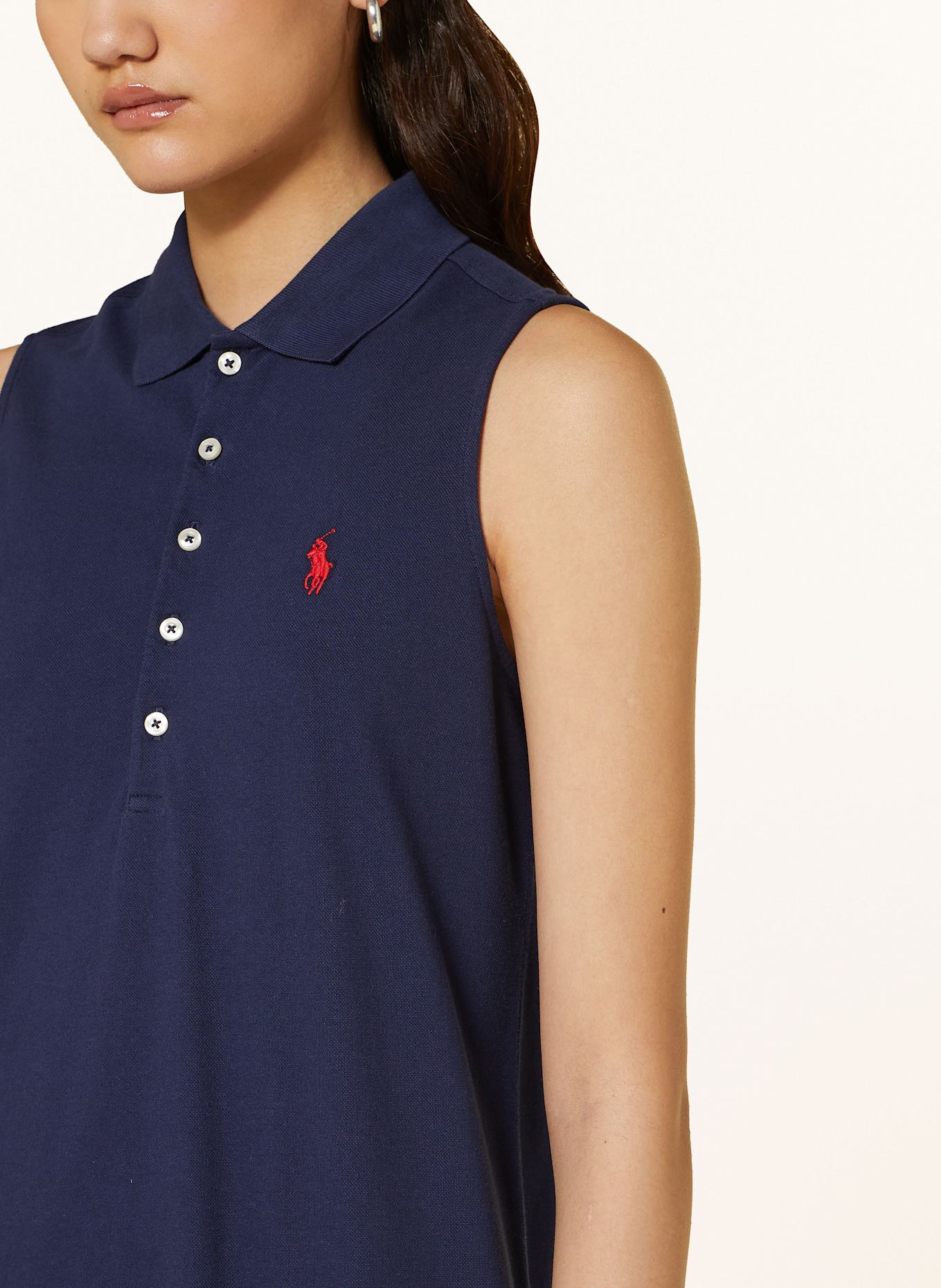 POLO RALPH LAUREN Piqué-Polokleid: DUNKELBLAU