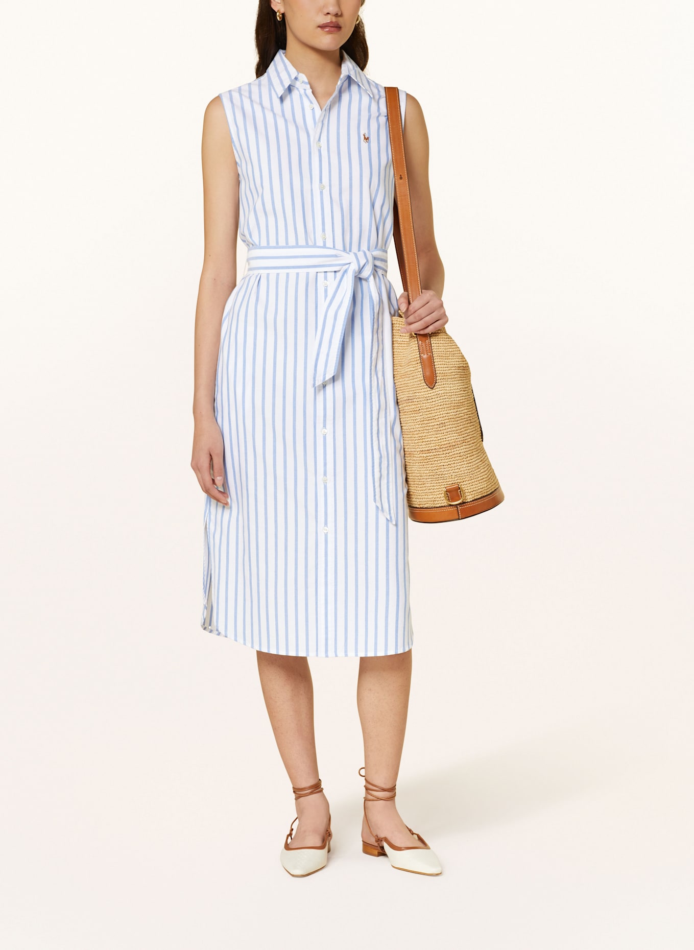 POLO RALPH LAUREN Hemdblusenkleid: WEISS / BLAU