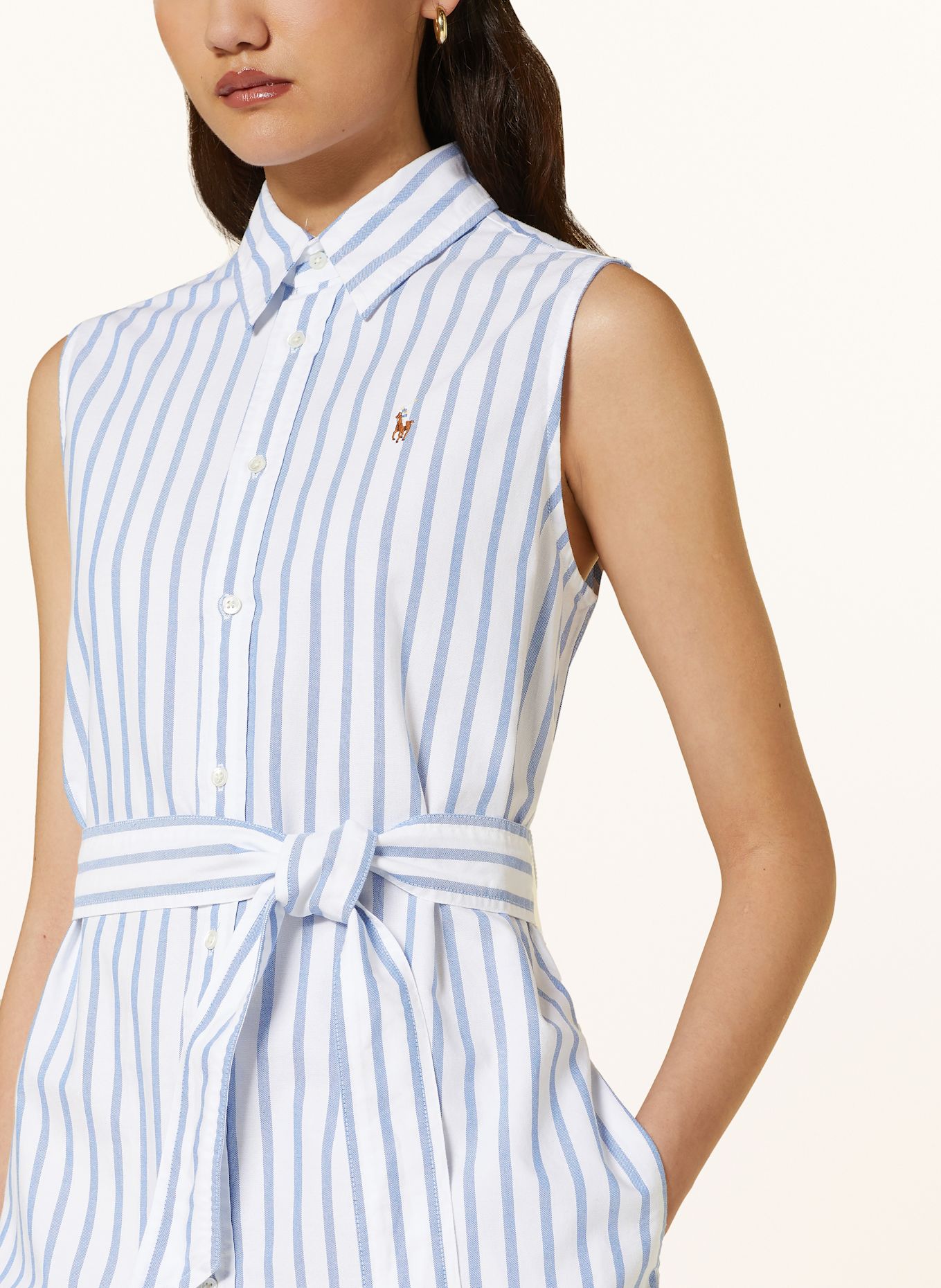 POLO RALPH LAUREN Hemdblusenkleid: WEISS / BLAU