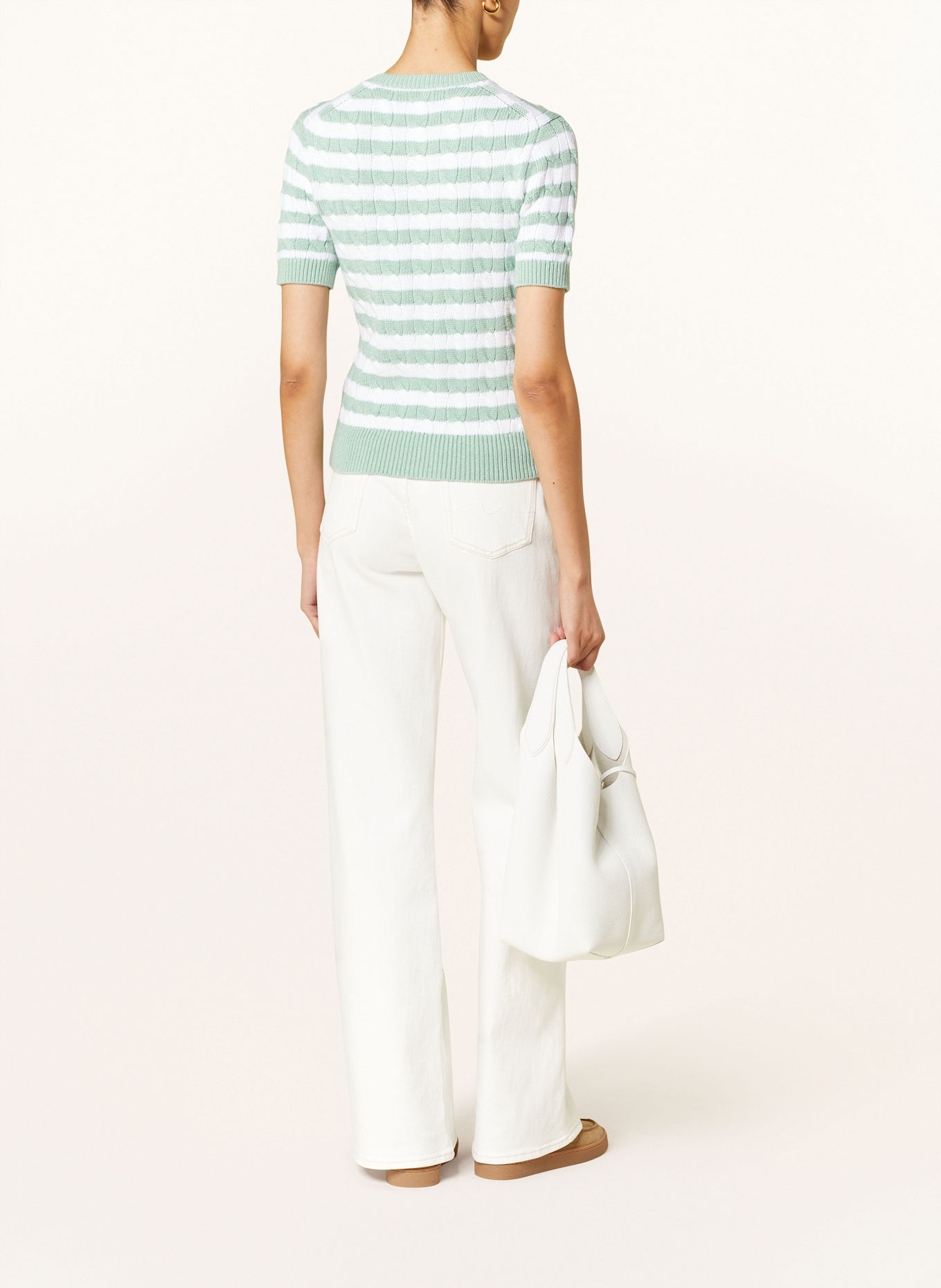 POLO RALPH LAUREN Strickjacke: HELLGRÜN / WEISS