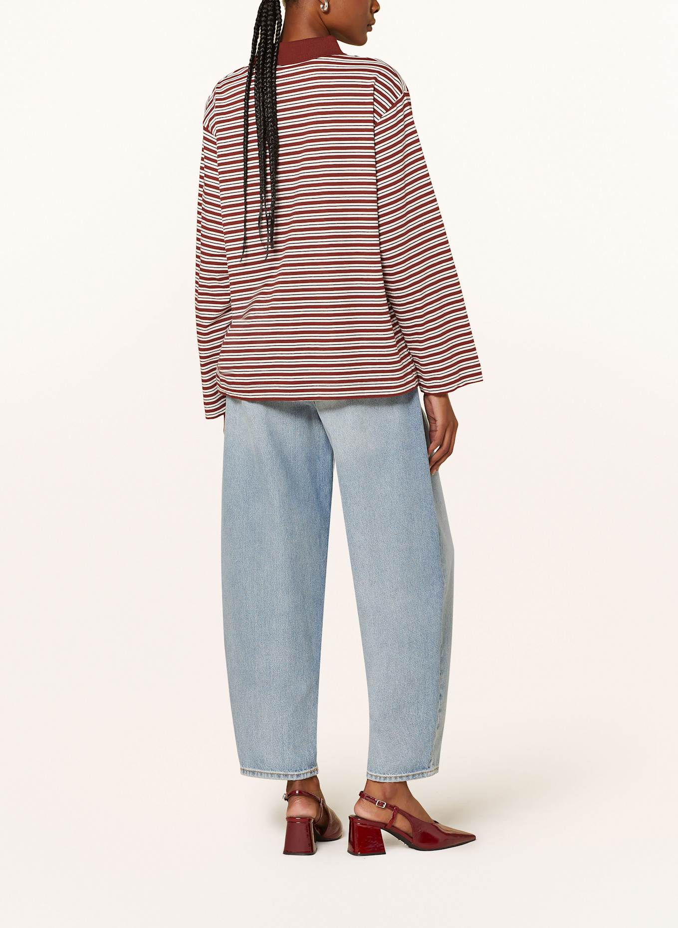 BAUM UND PFERDGARTEN Jersey-Poloshirt JEANNI: BRAUN / CREME / SCHWARZ