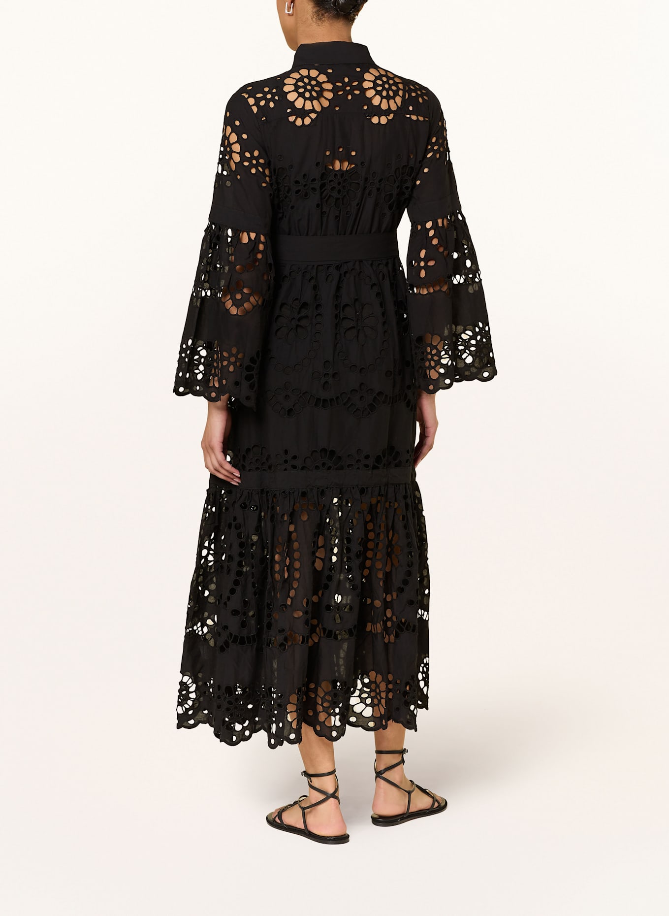 MISS JUNE Košilové šaty z děrované krajky: ČERNÁ