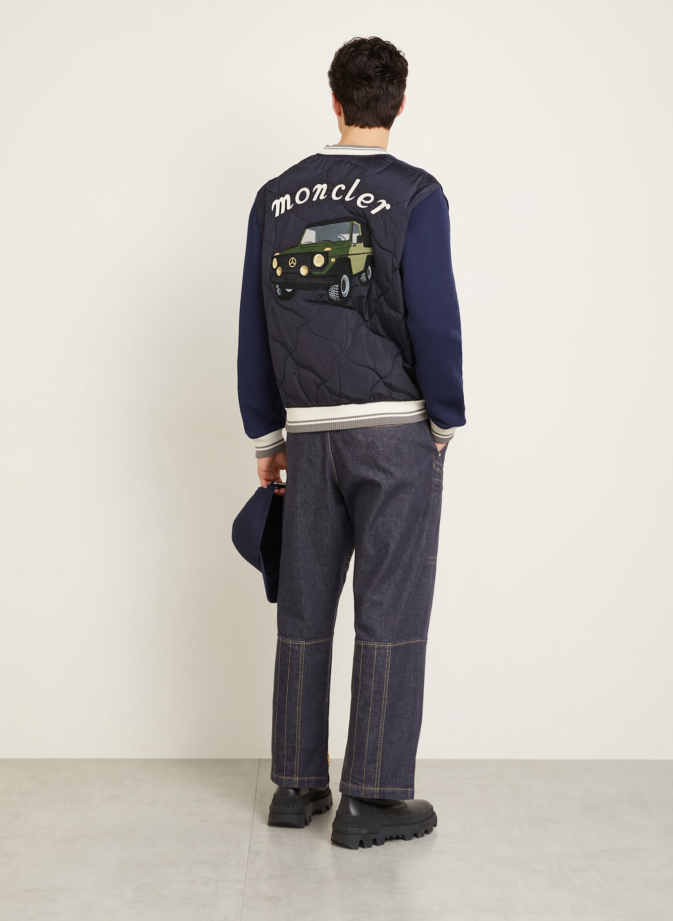 MONCLER Jacke im Materialmix: DUNKELBLAU