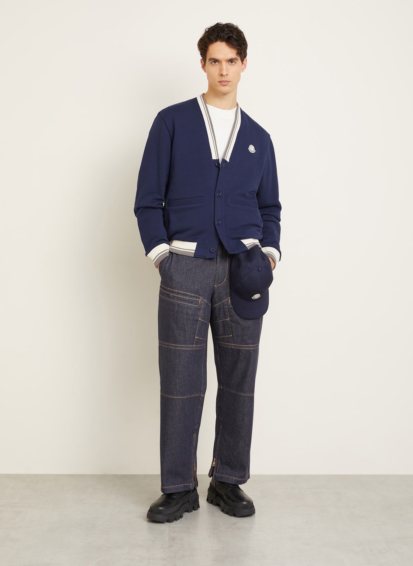 MONCLER Jacke im Materialmix: DUNKELBLAU