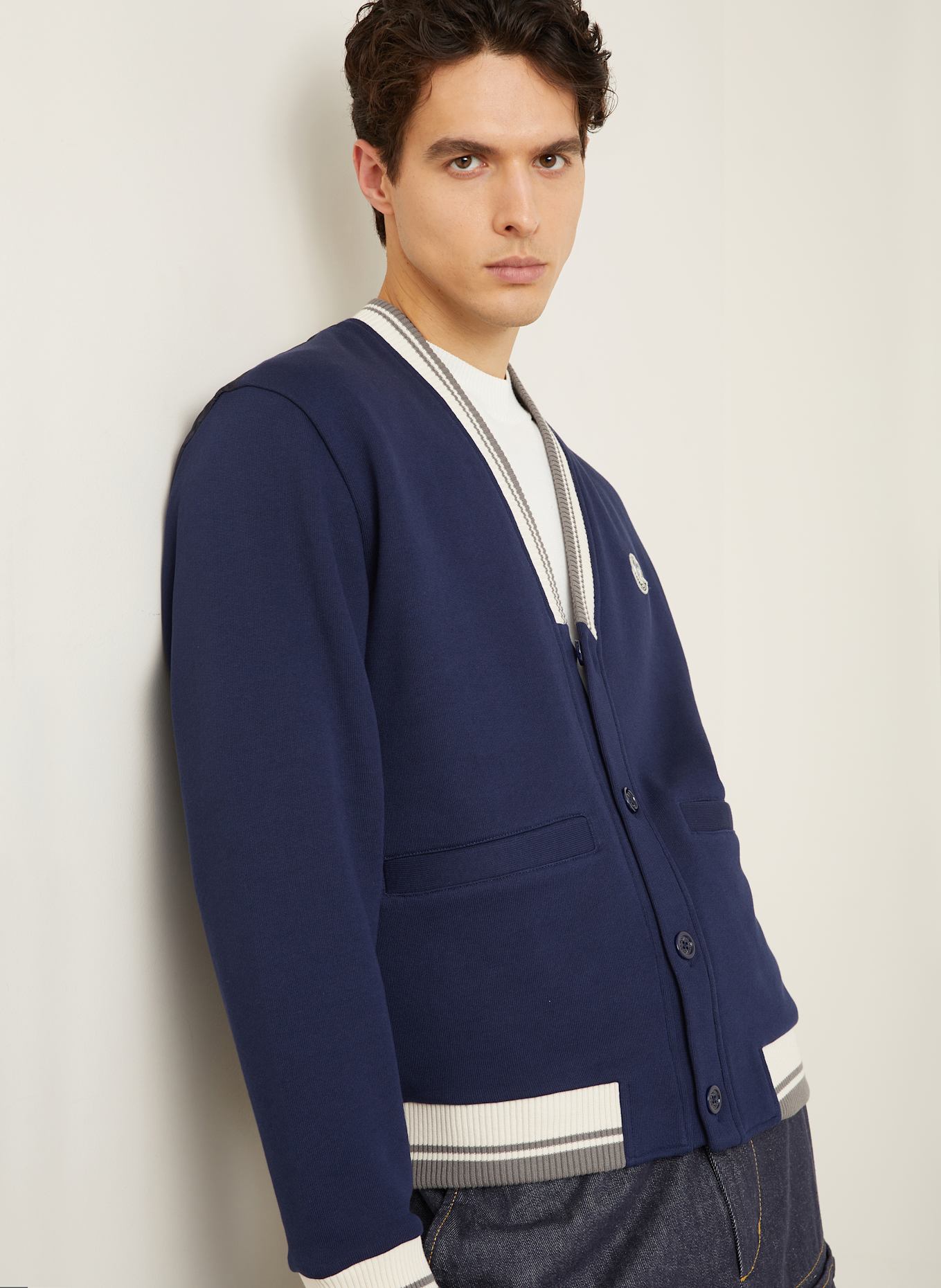MONCLER Jacke im Materialmix: DUNKELBLAU