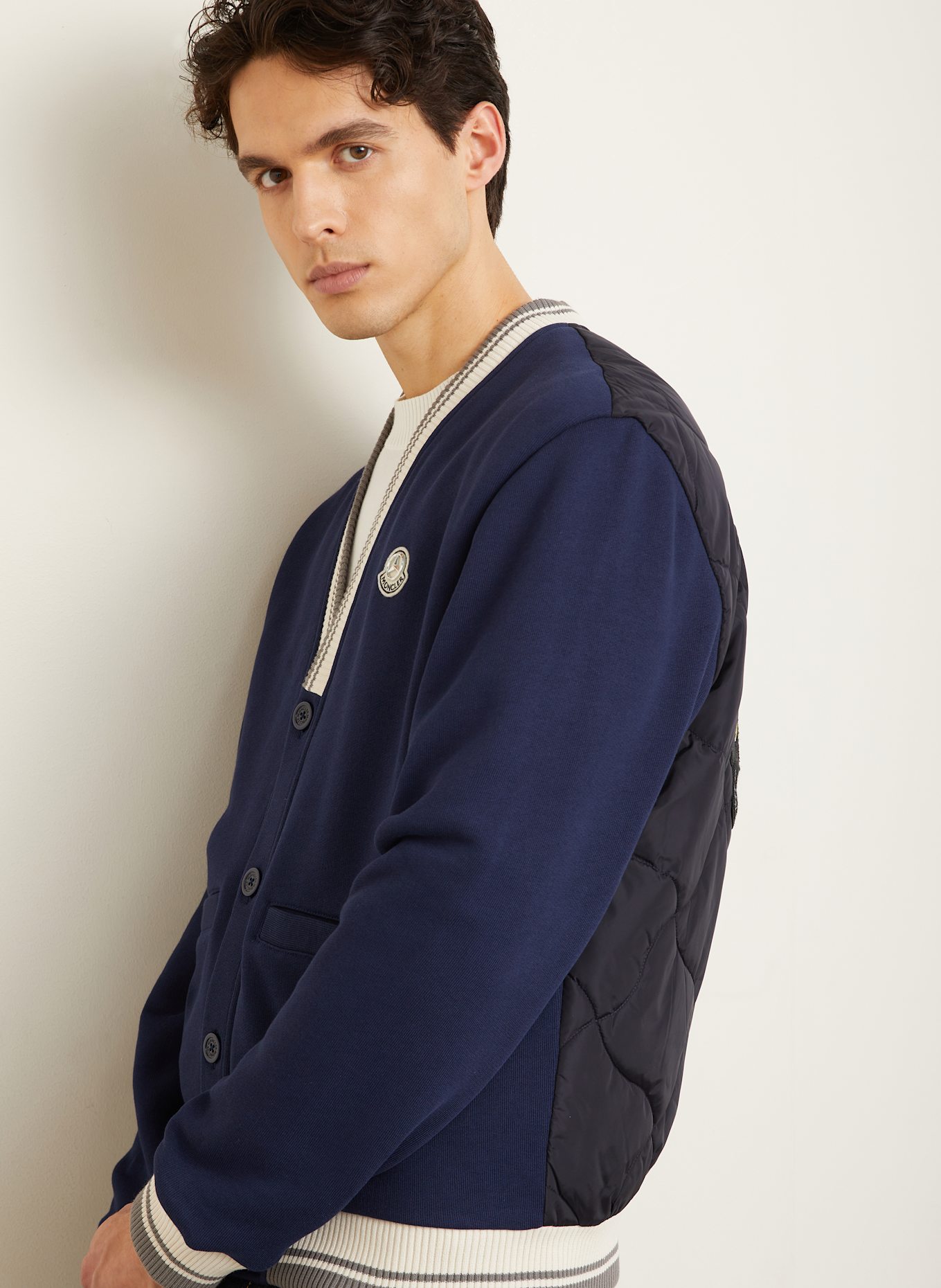 MONCLER Jacke im Materialmix: DUNKELBLAU