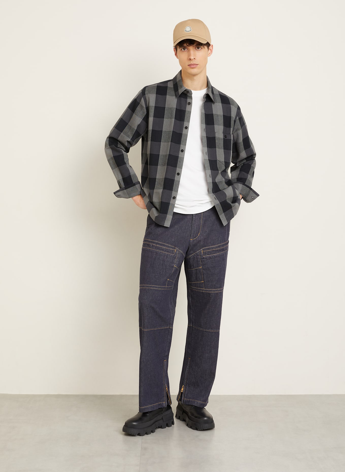 MONCLER Hemd Regular Fit: SCHWARZ/ DUNKELGRAU/ GRAU