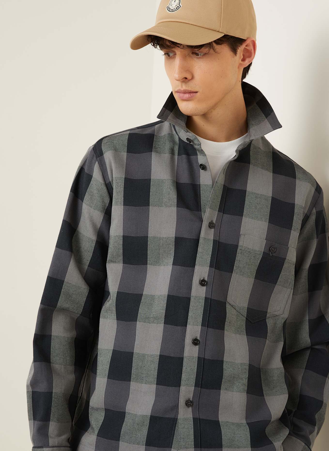 MONCLER Hemd Regular Fit: SCHWARZ/ DUNKELGRAU/ GRAU