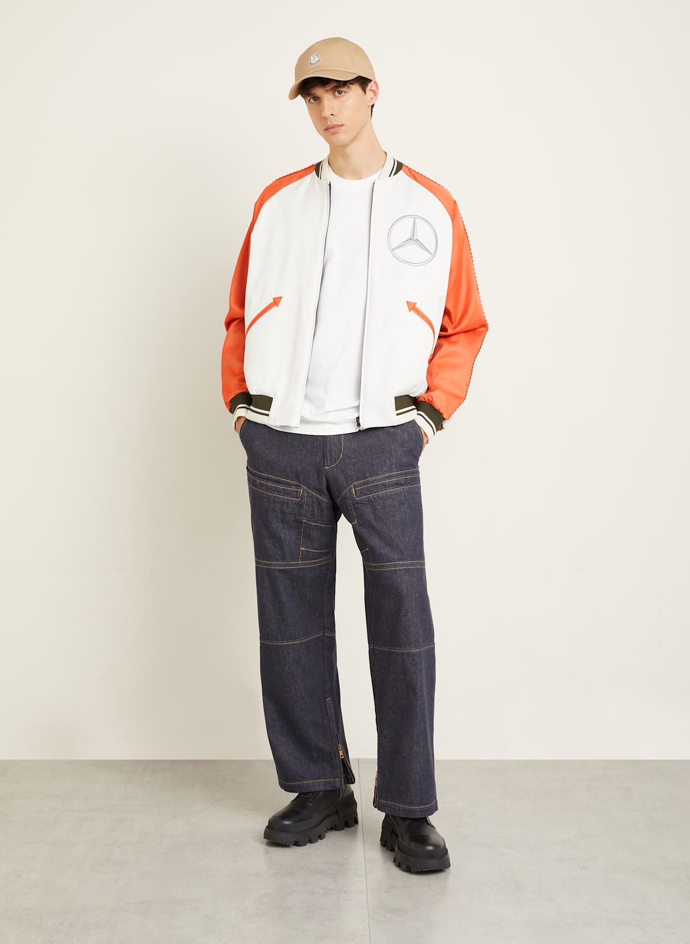 MONCLER Blouson SATET zum Wenden: WEISS/ ORANGE/ KHAKI