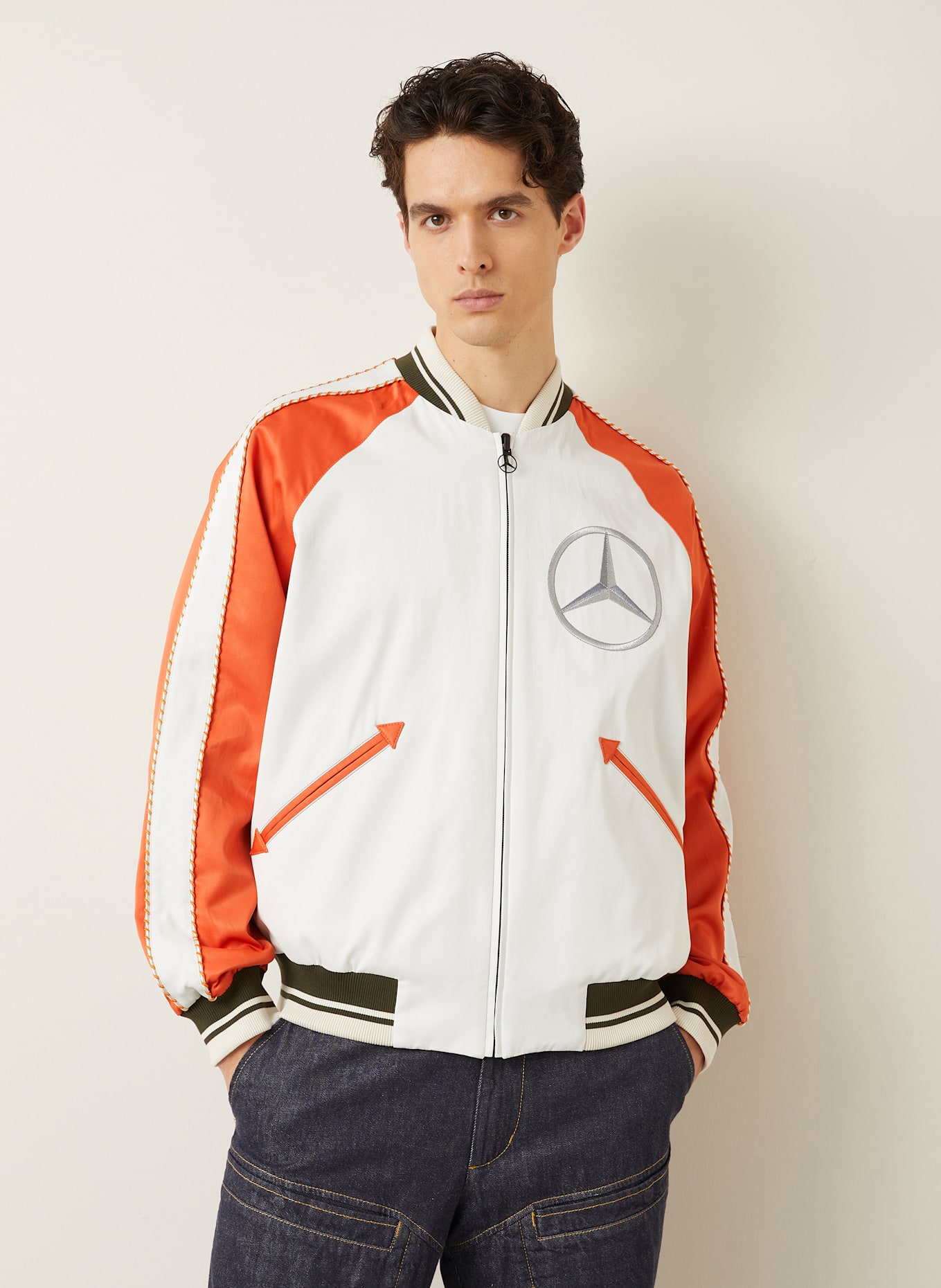 MONCLER Blouson SATET zum Wenden: WEISS/ ORANGE/ KHAKI