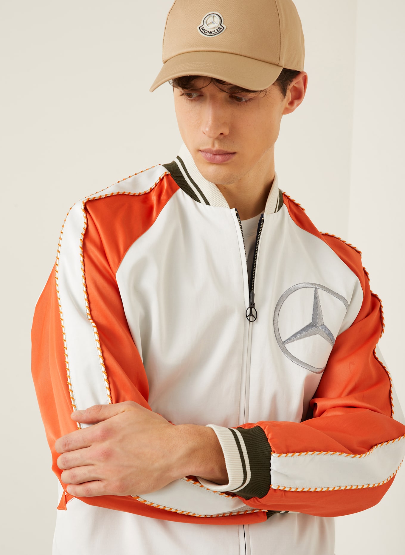 MONCLER Blouson SATET zum Wenden: WEISS/ ORANGE/ KHAKI