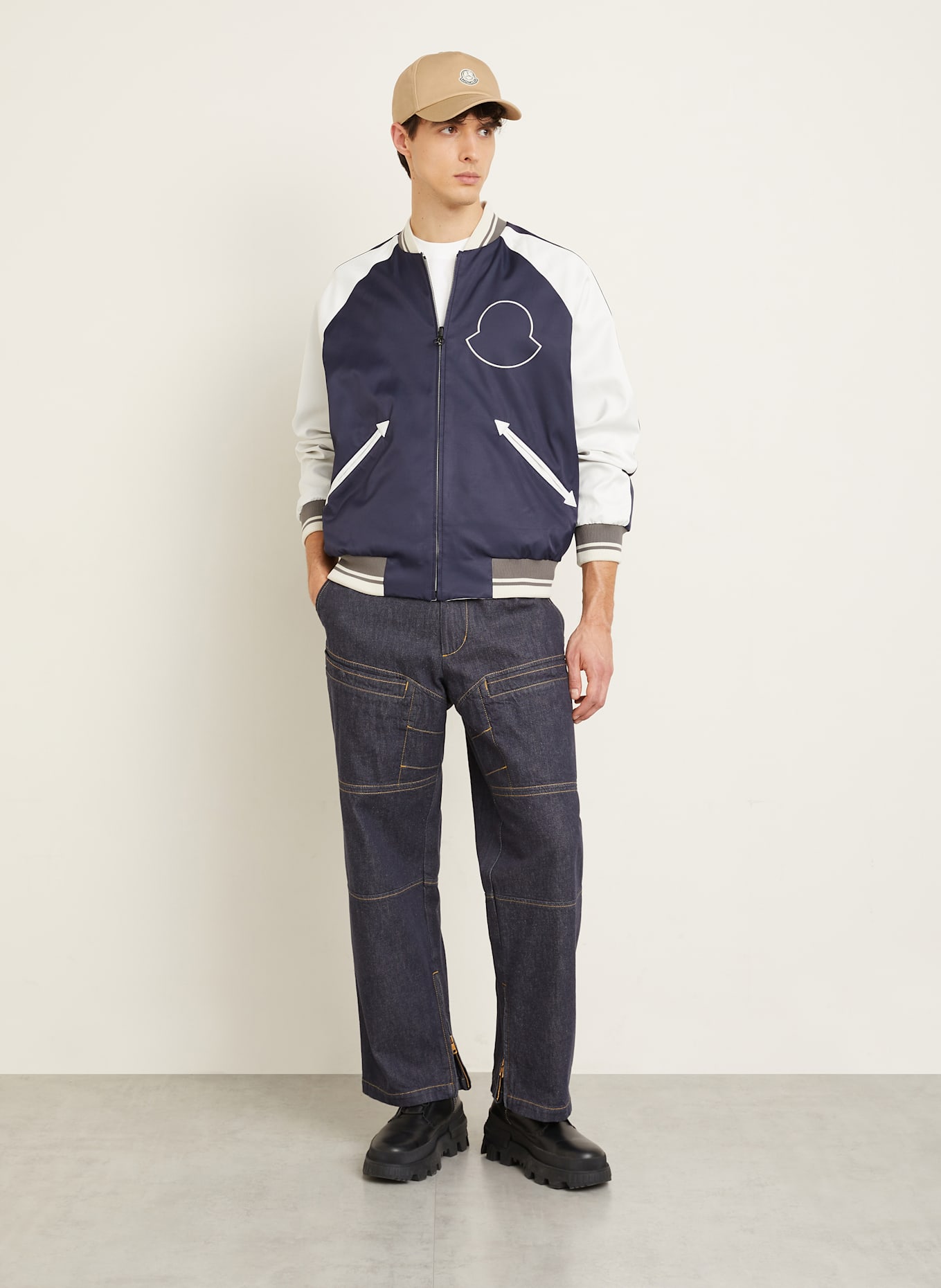 MONCLER Blouson SATET zum Wenden: WEISS/ ORANGE/ KHAKI