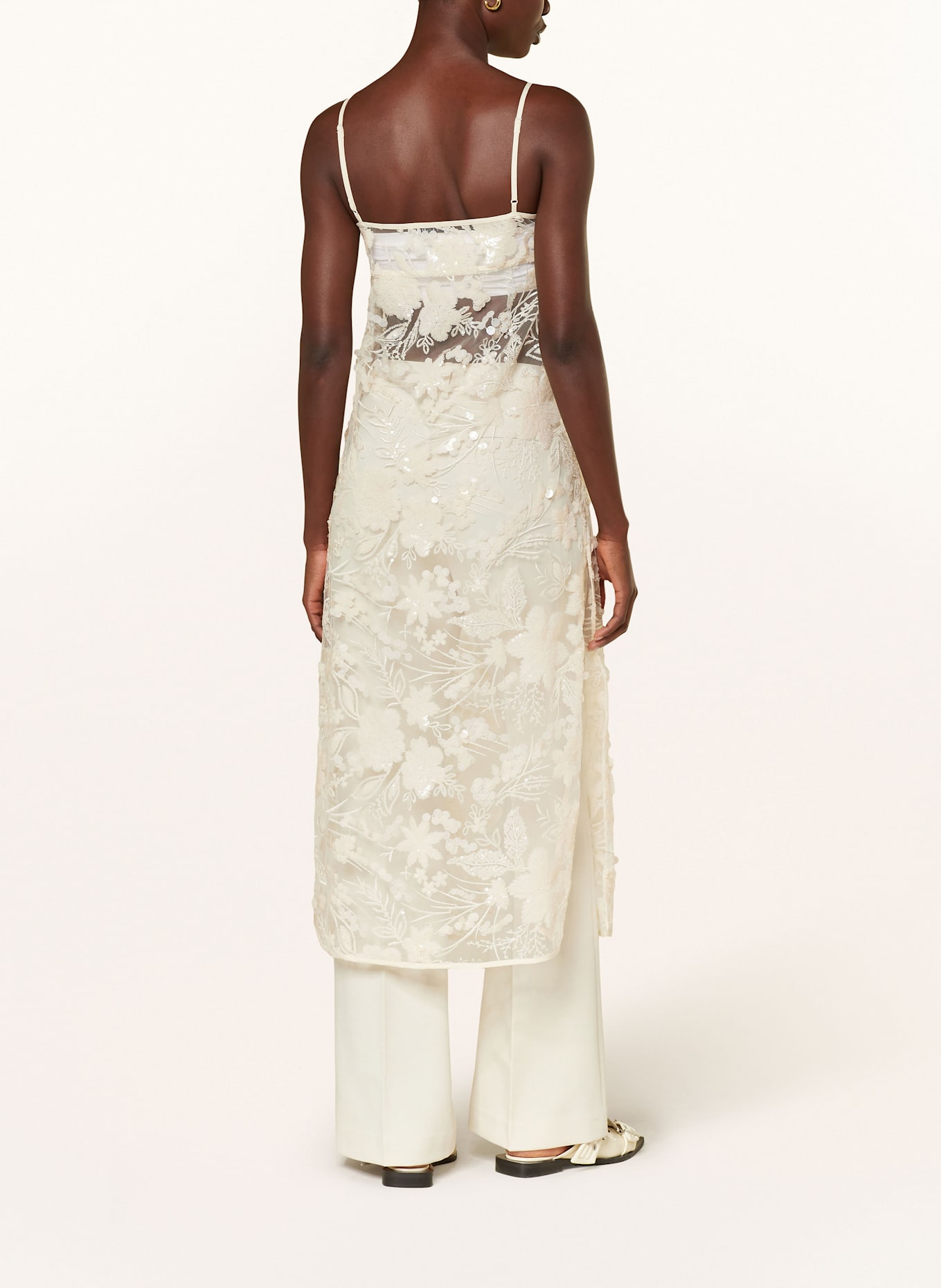 MRS & HUGS Mesh-Kleid mit Pailletten: ECRU