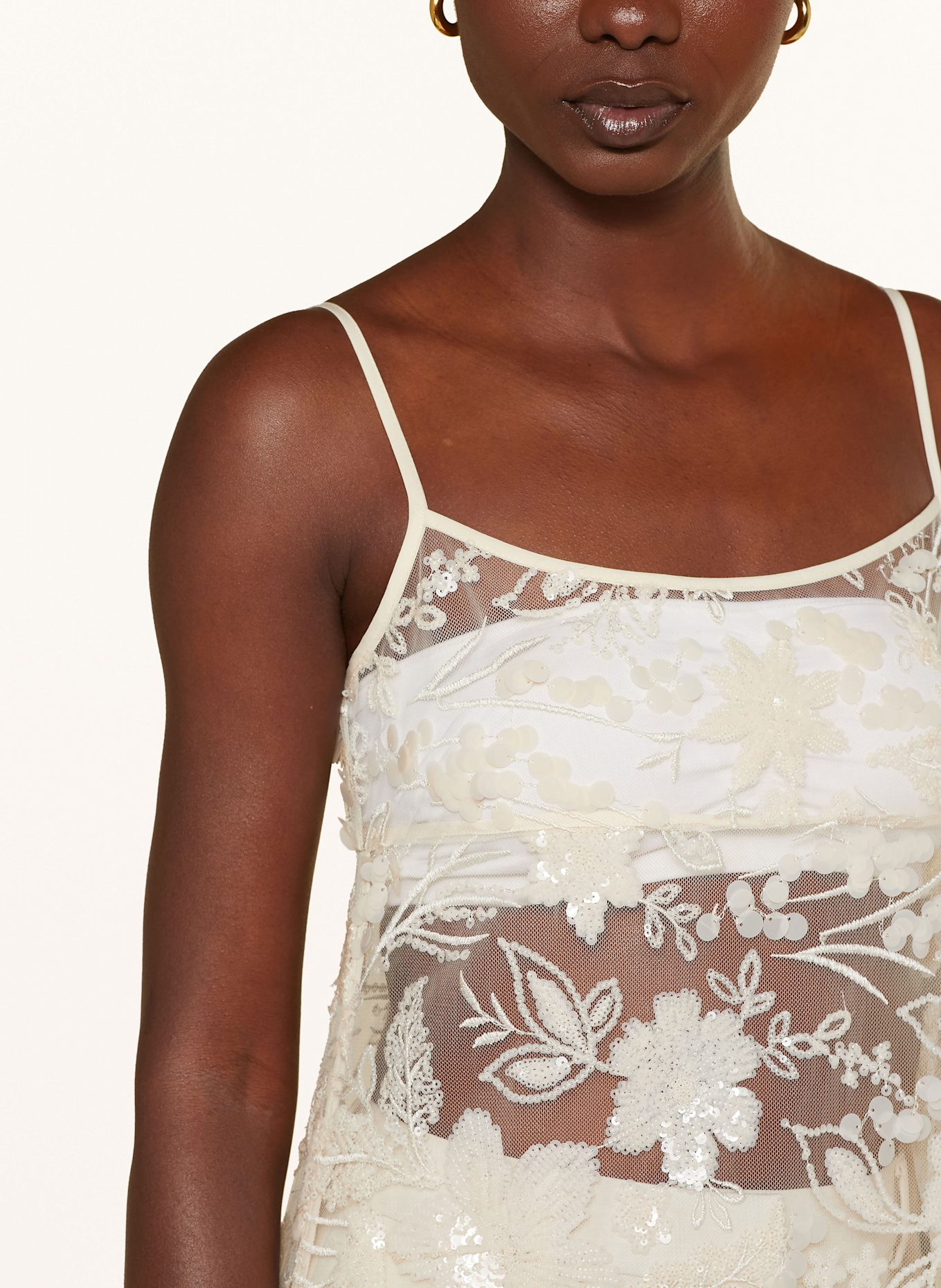 MRS & HUGS Mesh-Kleid mit Pailletten: ECRU