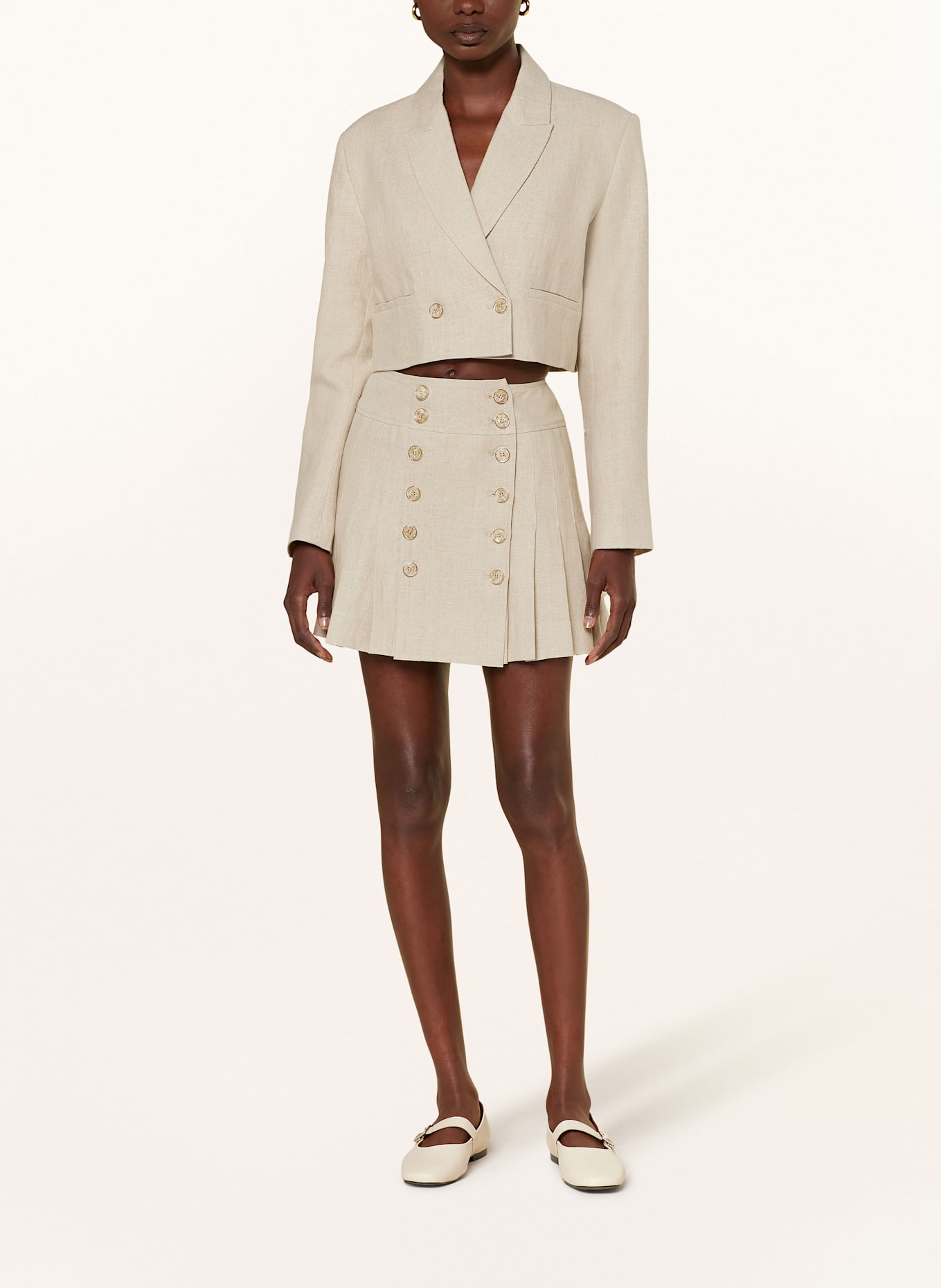 MRS & HUGS Faltenrock aus Leinen: BEIGE