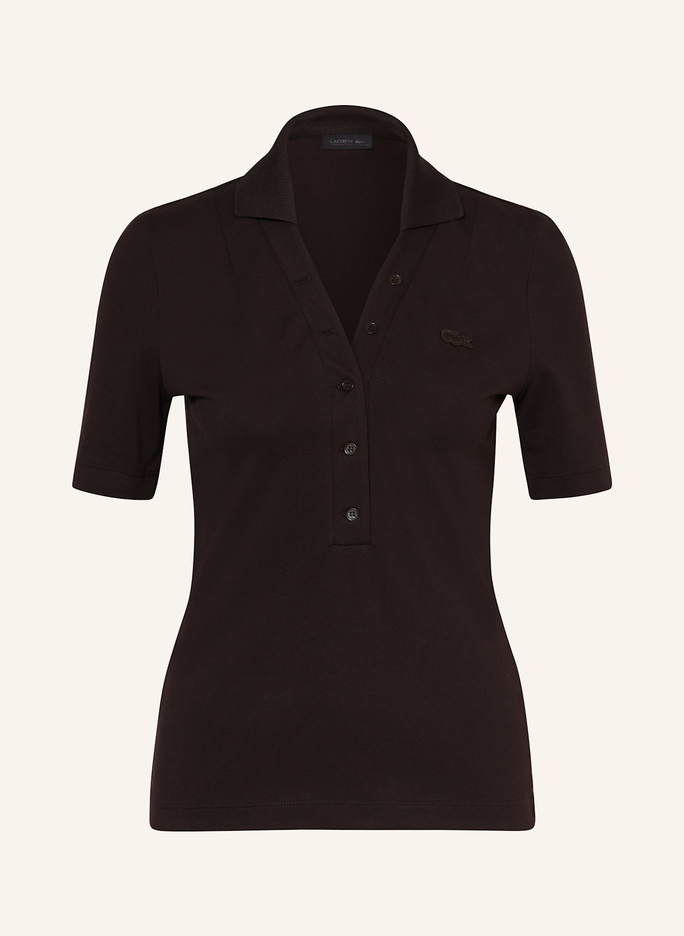 LACOSTE piqué polo shirt: DARK BROWN