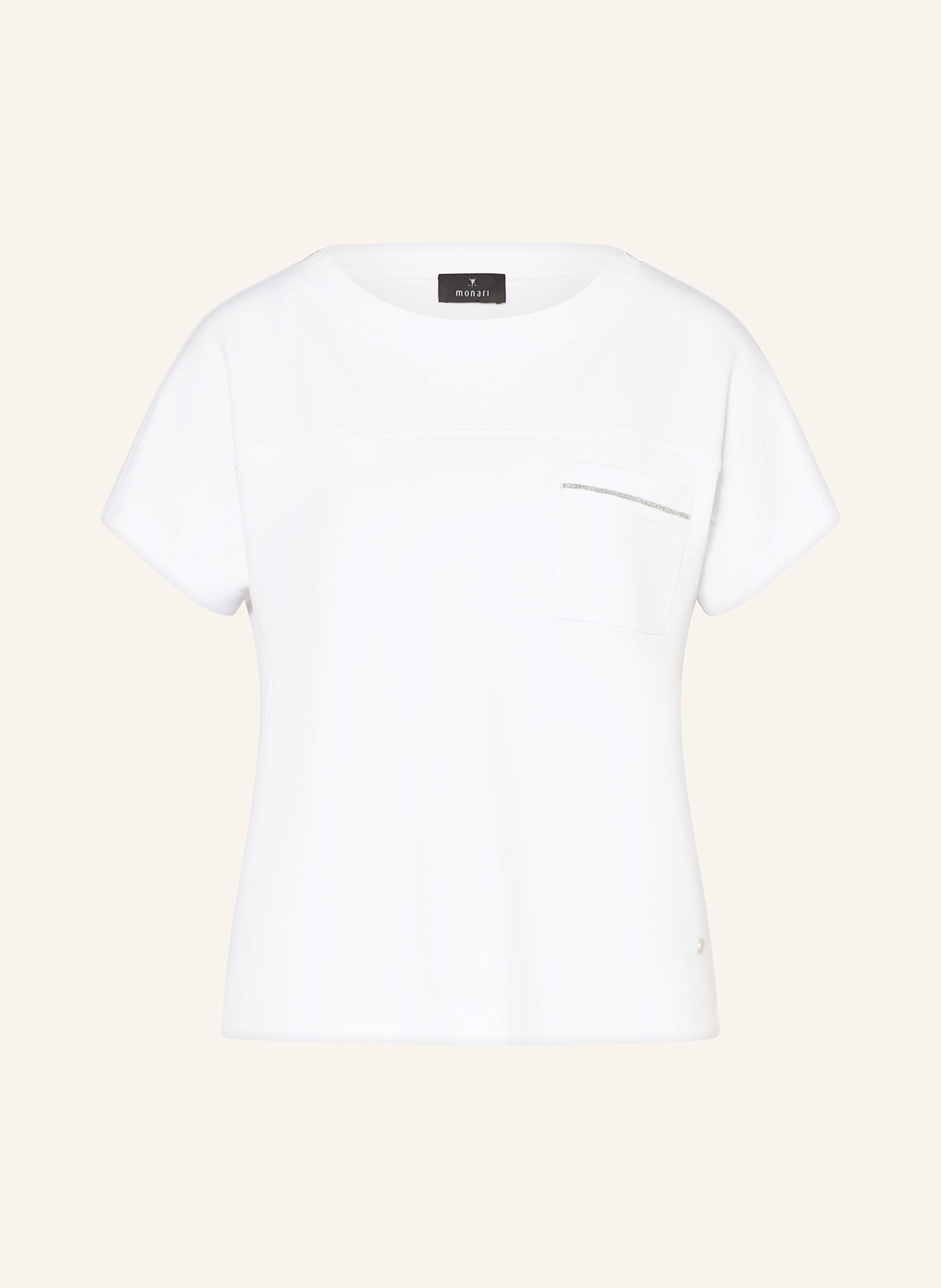 monari Sweatshirt mit Schmucksteinen: WEISS