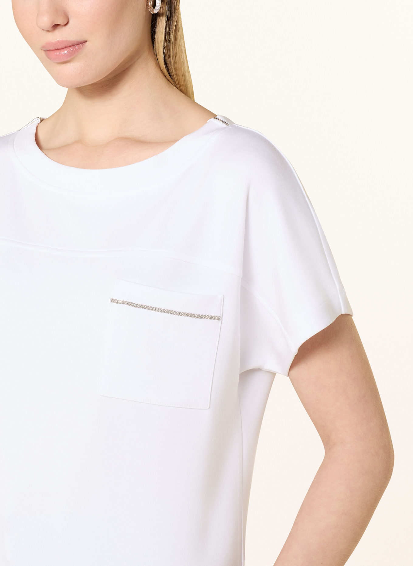 monari Sweatshirt mit Schmucksteinen: WEISS