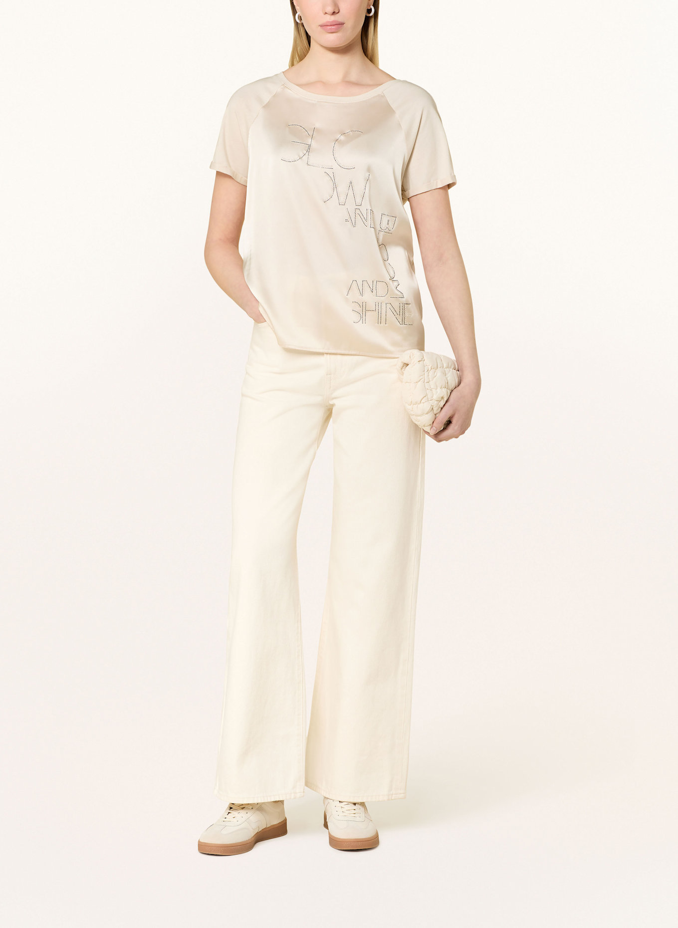 monari T-Shirt mit Schmucksteinen: ECRU