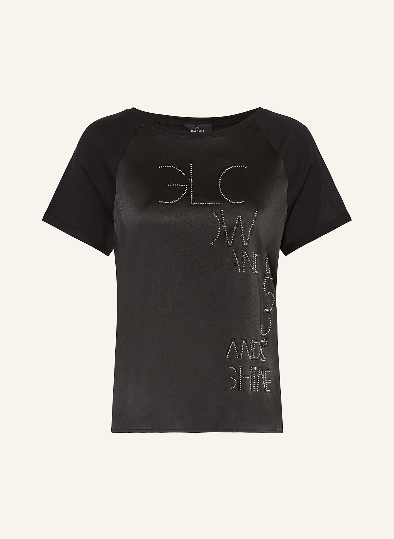 monari T-Shirt mit Schmucksteinen: SCHWARZ