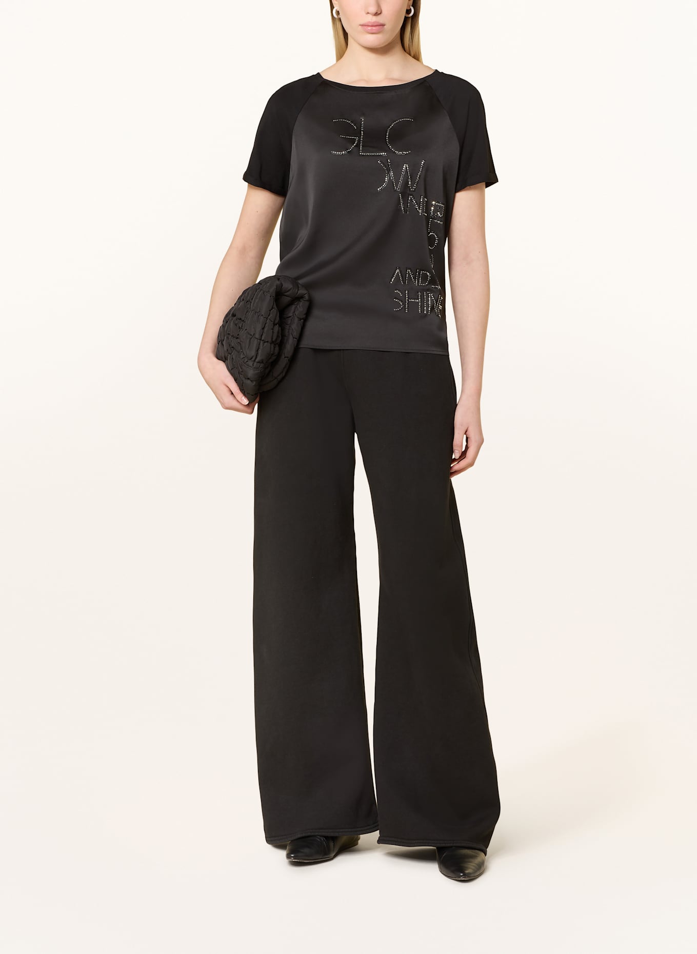 monari T-Shirt mit Schmucksteinen: SCHWARZ