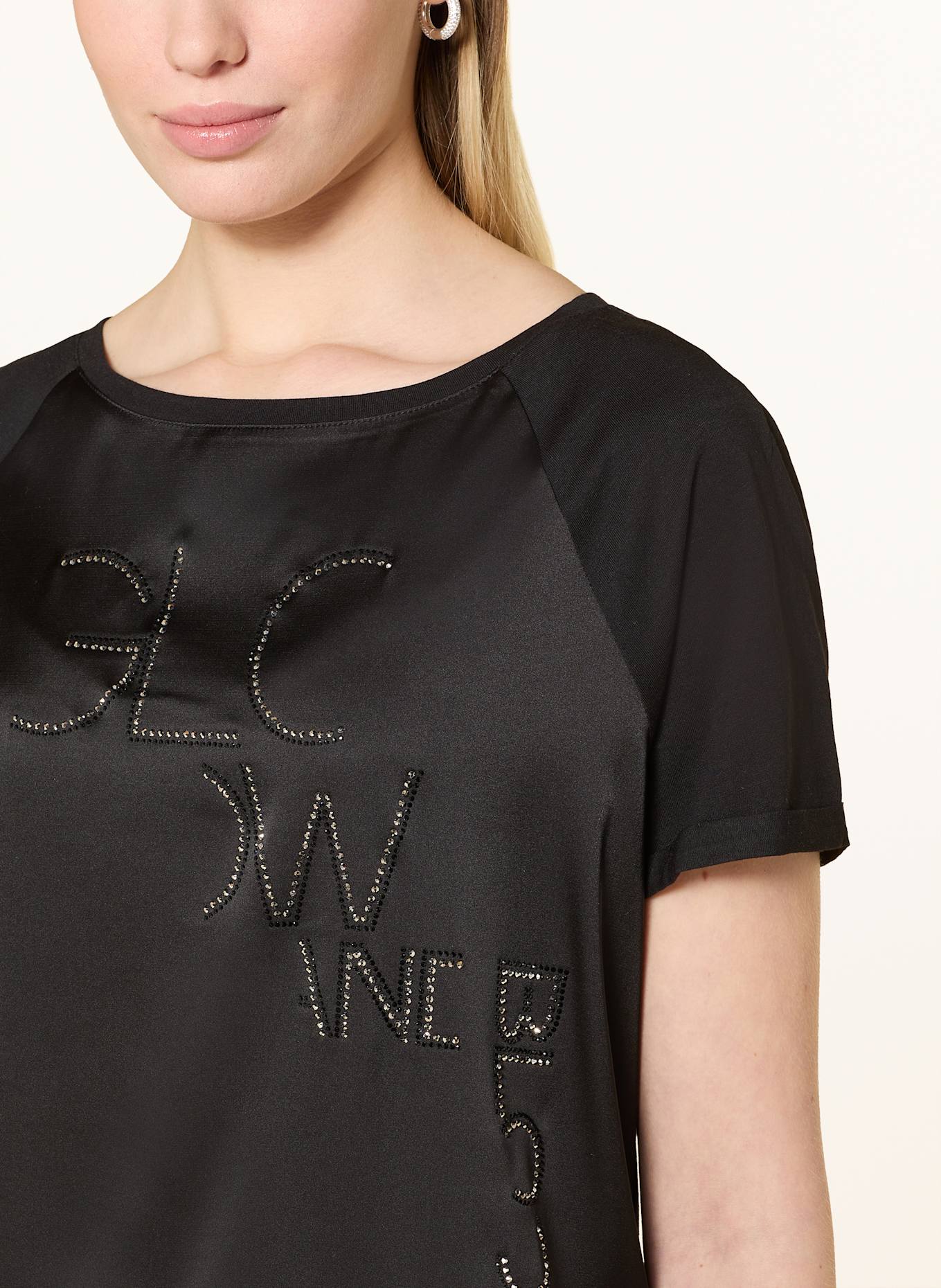 monari T-Shirt mit Schmucksteinen: SCHWARZ