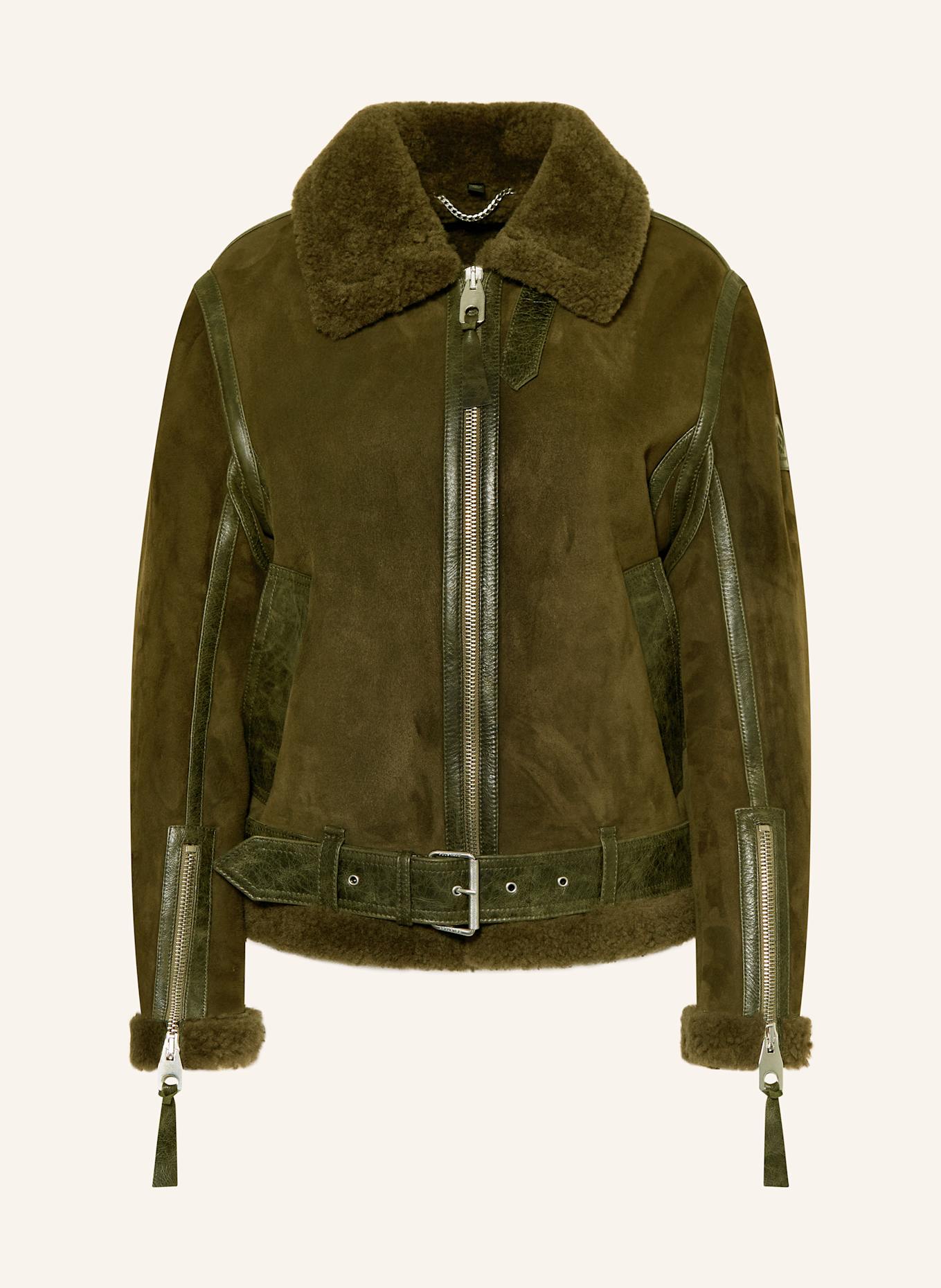 BELSTAFF Kurtka skórzana ESKINE: OLIWKOWY