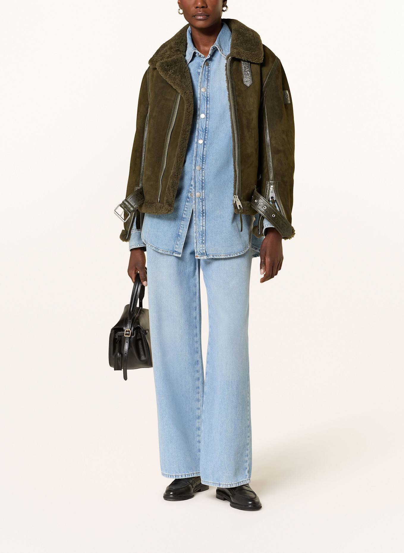 BELSTAFF Kurtka skórzana ESKINE: OLIWKOWY