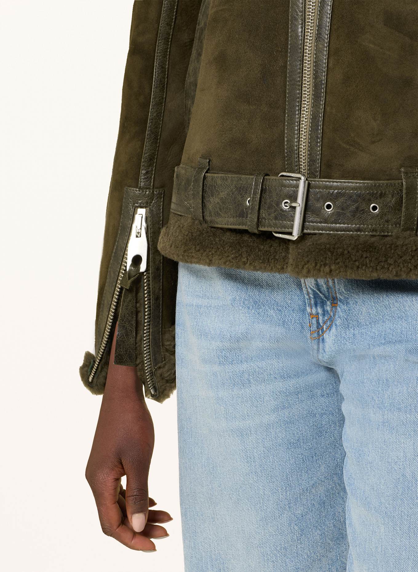 BELSTAFF Kurtka skórzana ESKINE: OLIWKOWY