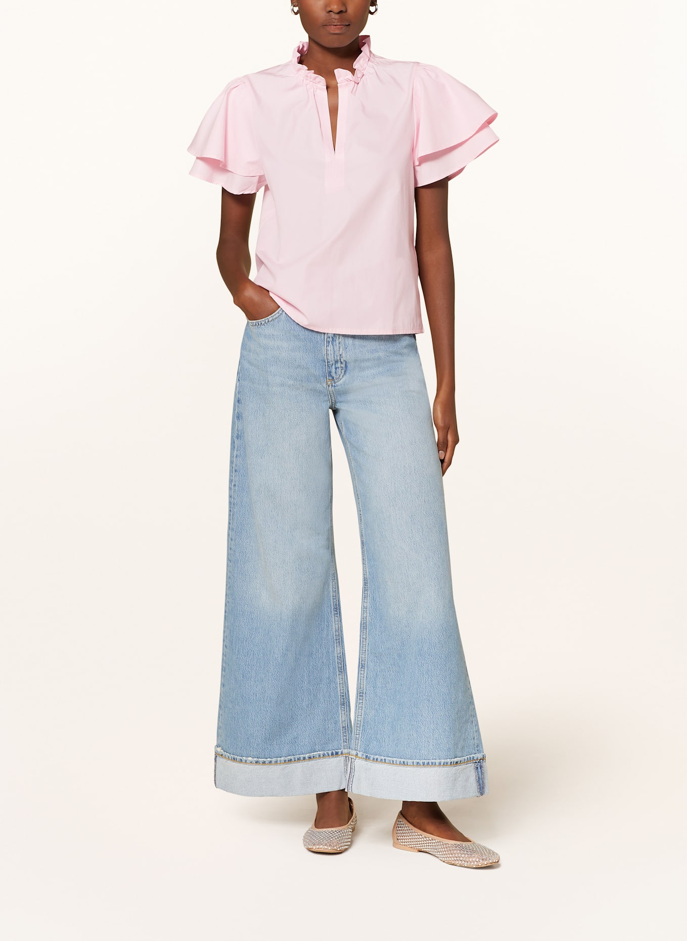 Rich & Royal Blusenshirt im Materialmix: ROSA