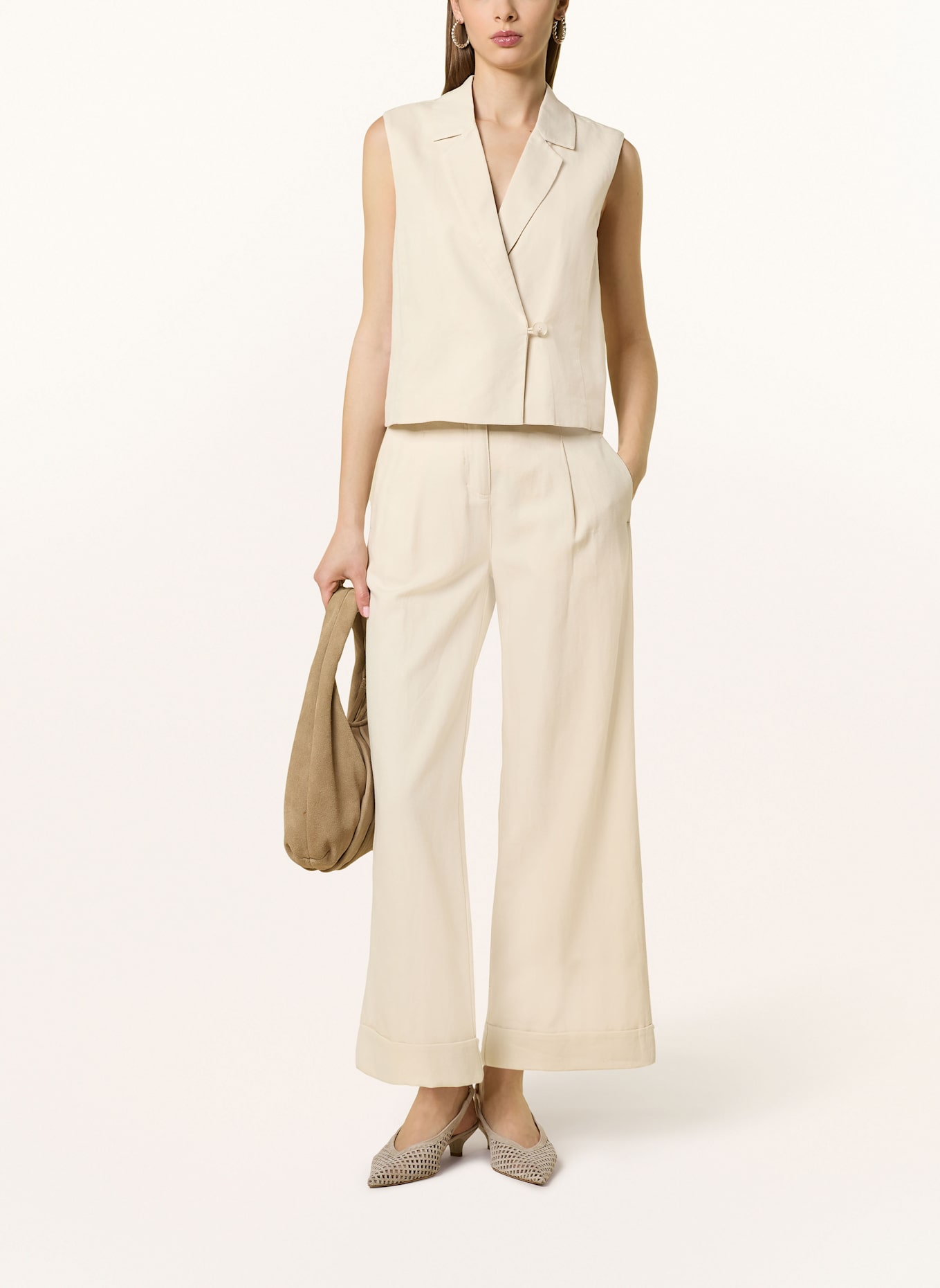 OPUS MEERI wide leg trousers: CREAM