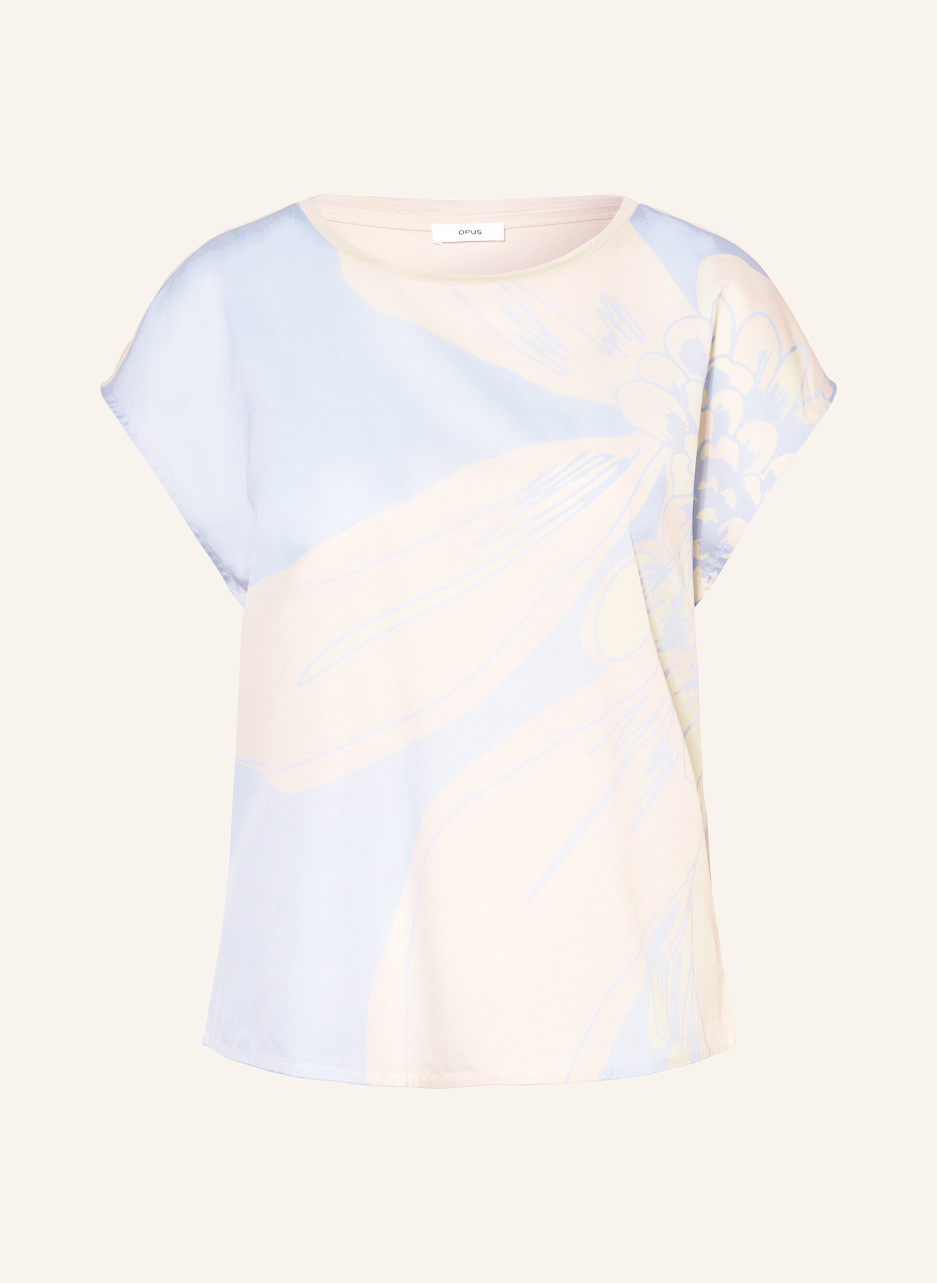 OPUS T-Shirt SAMELIE im Materialmix: HELLBLAU / ECRU