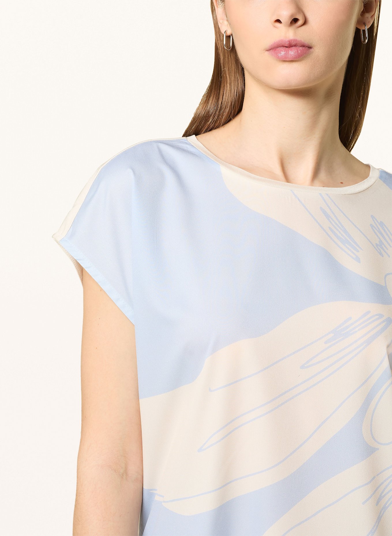 OPUS T-Shirt SAMELIE im Materialmix: HELLBLAU / ECRU