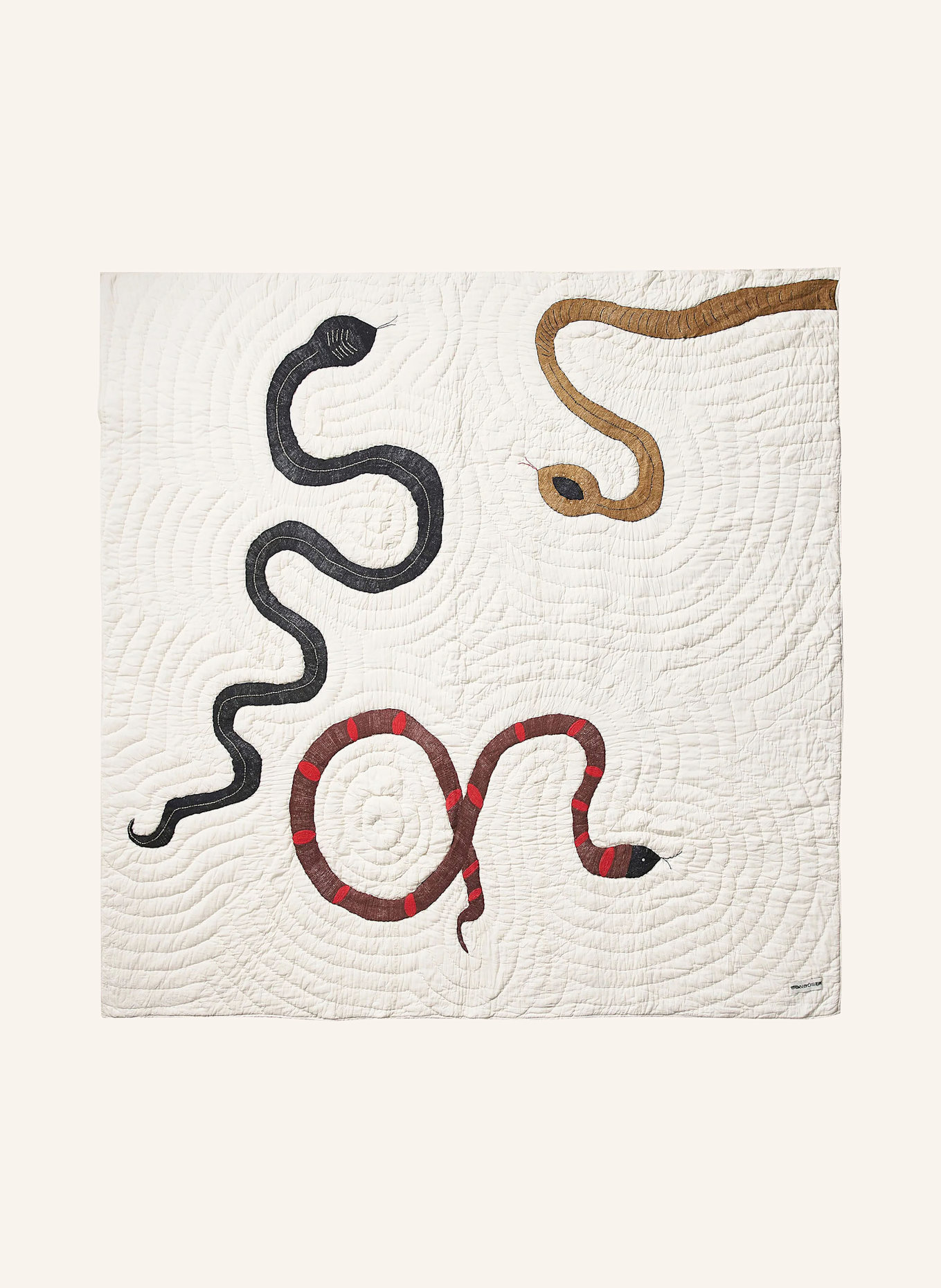 BONGUSTA Narzuta na łóżko SNAKE: CZARNY / CIEMNOBRĄZOWY / ECRU