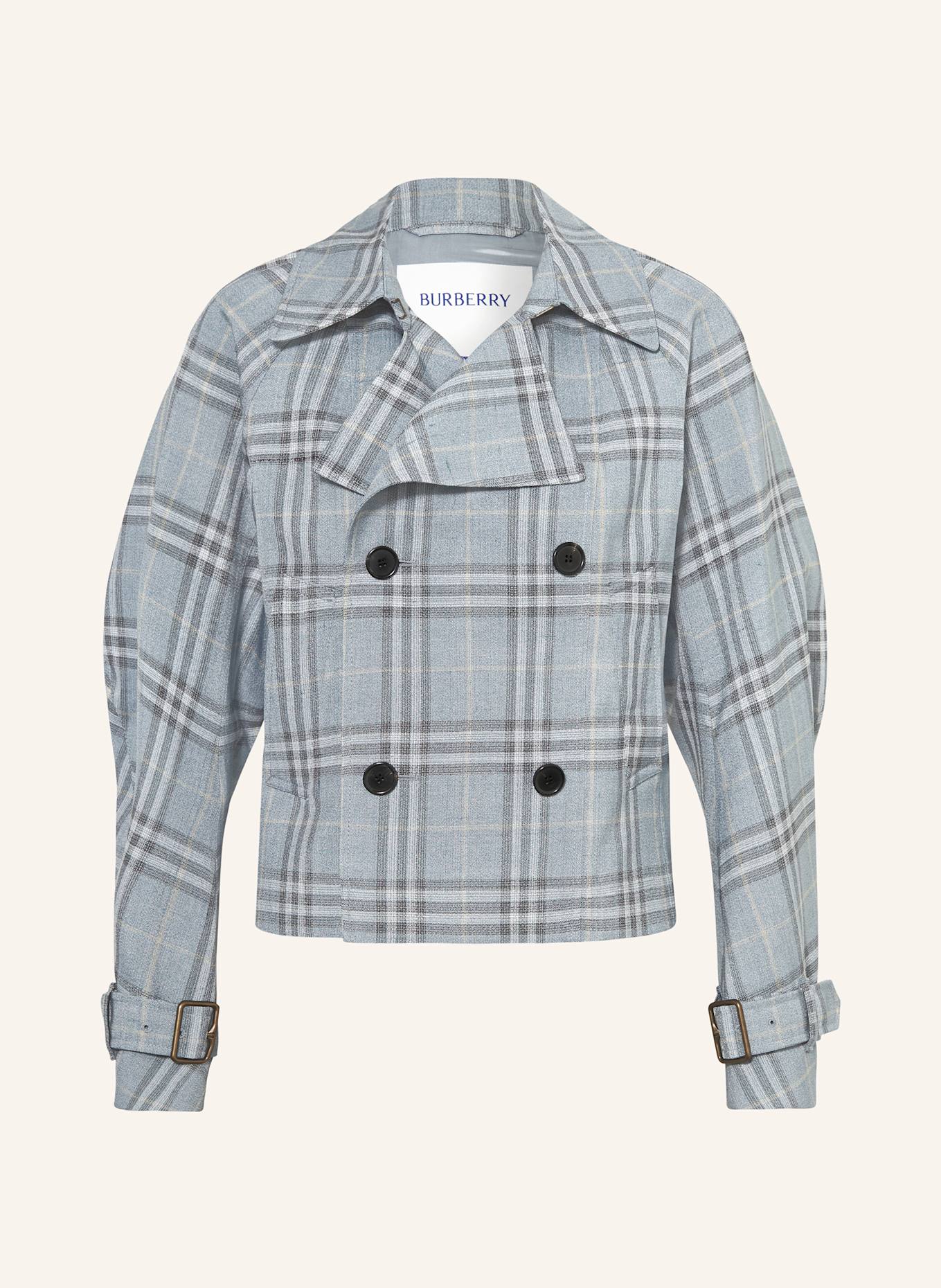 BURBERRY Cabanjacke mit Seide: BLAUGRAU / SCHWARZ
