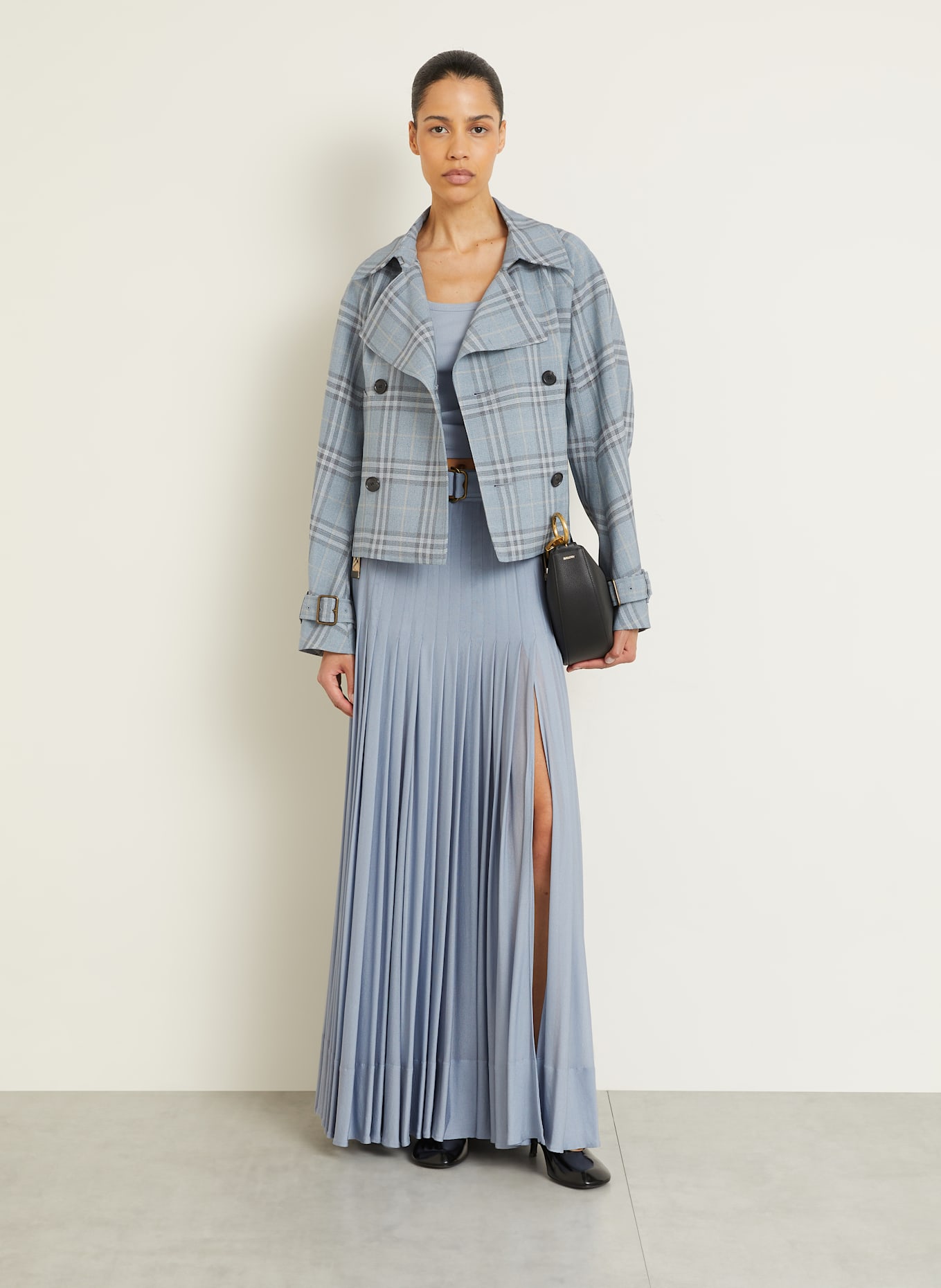 BURBERRY Cabanjacke mit Seide: BLAUGRAU / SCHWARZ