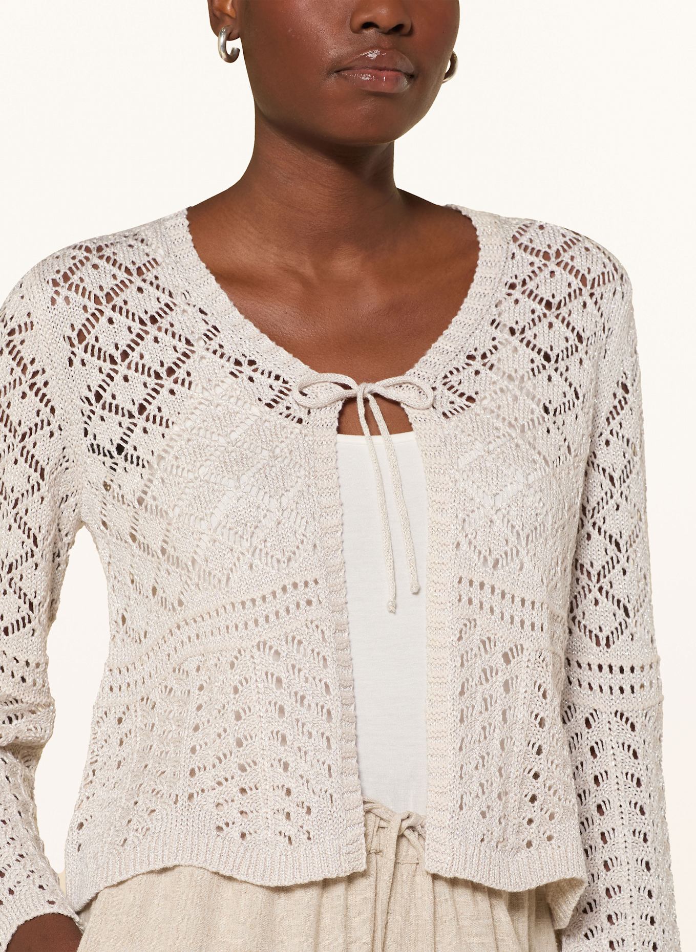 monari Strickjacke mit Glitzergarn: CREME